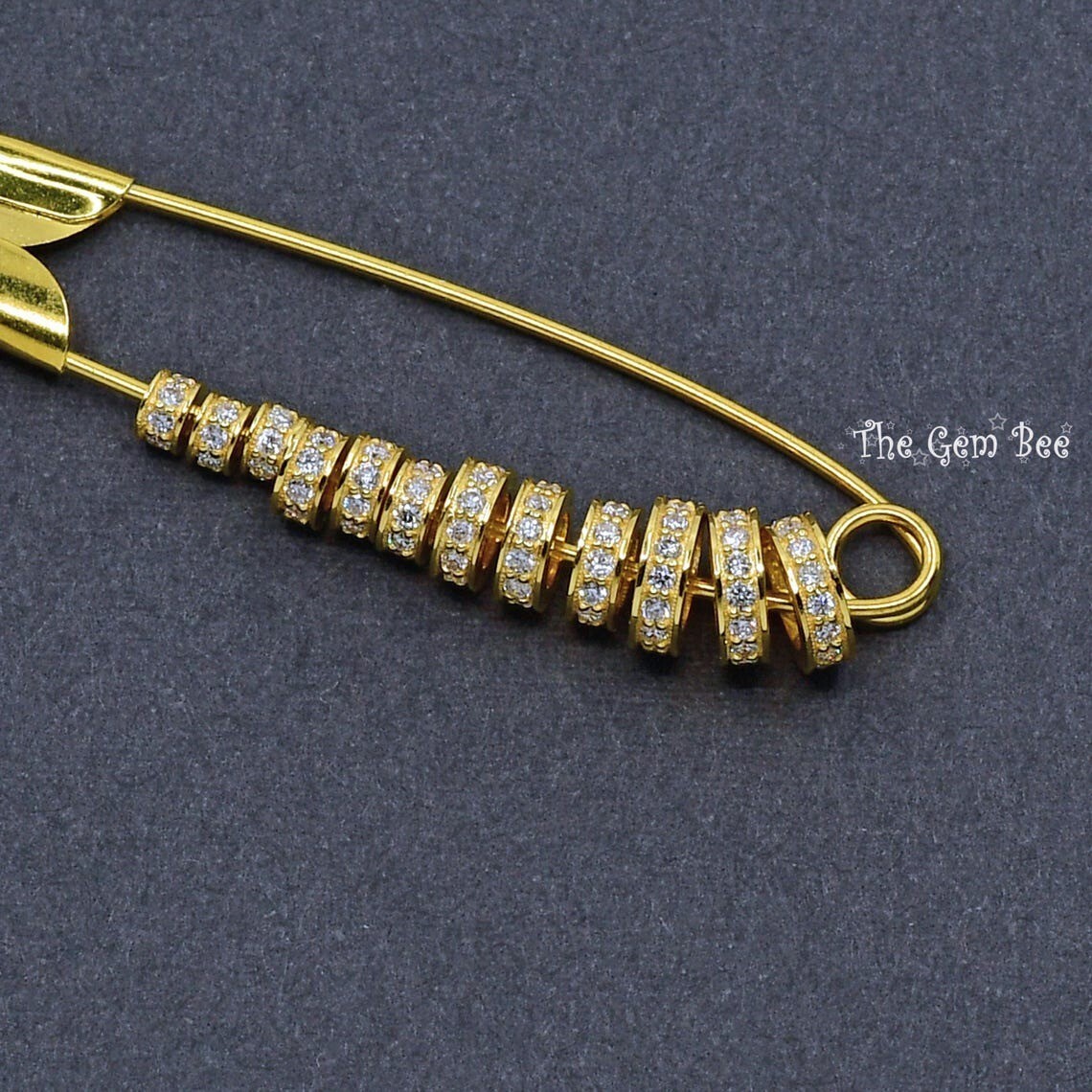 3mm 4mm 5mm 6mm 14k Yellow Gold Diamond Eternity Rondelle Wheel Spacer Bead