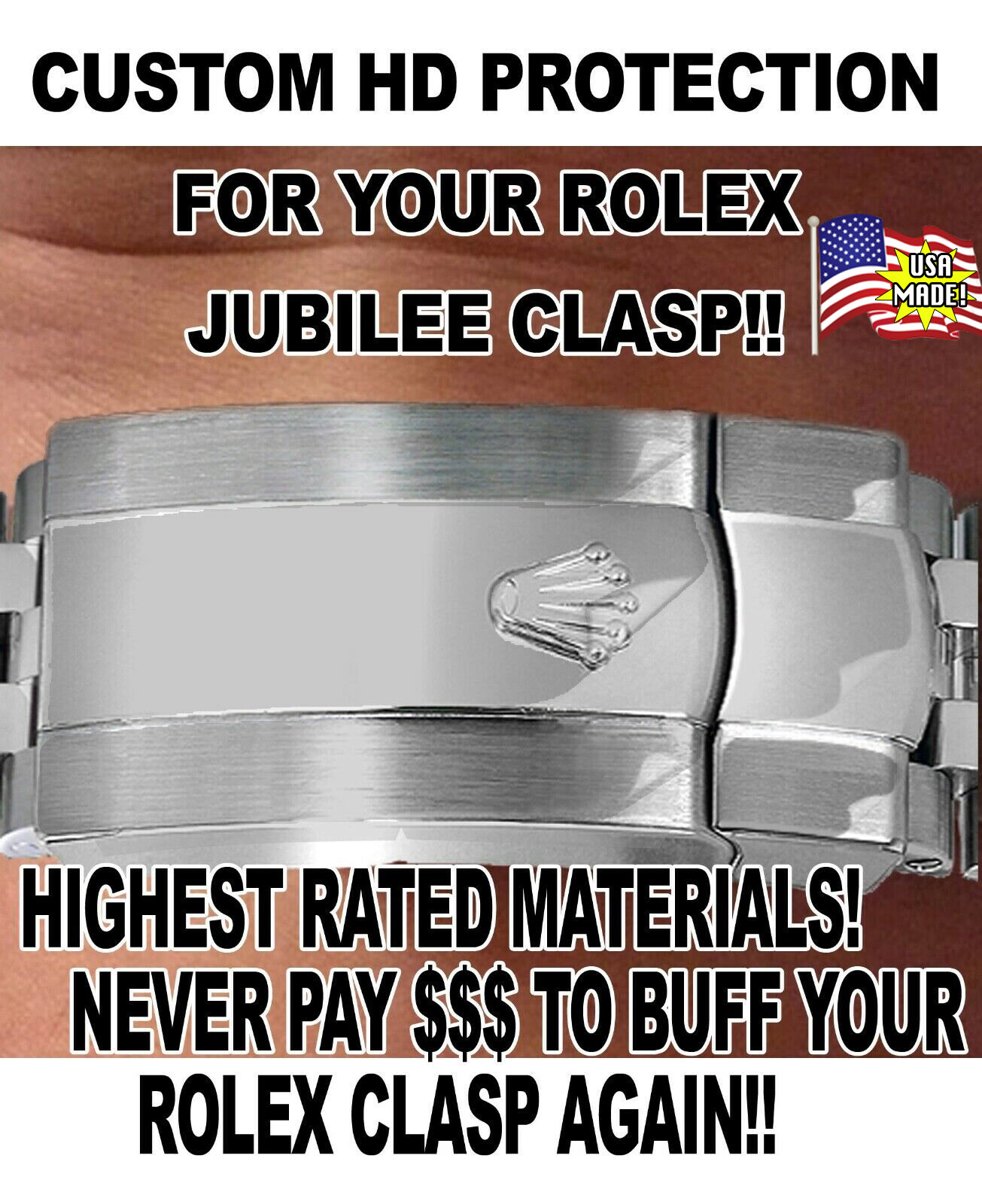 Protectors for-Rolex Datejust / Air King Jubilee Clasp HD CLR HIGHEST RATINGS x2