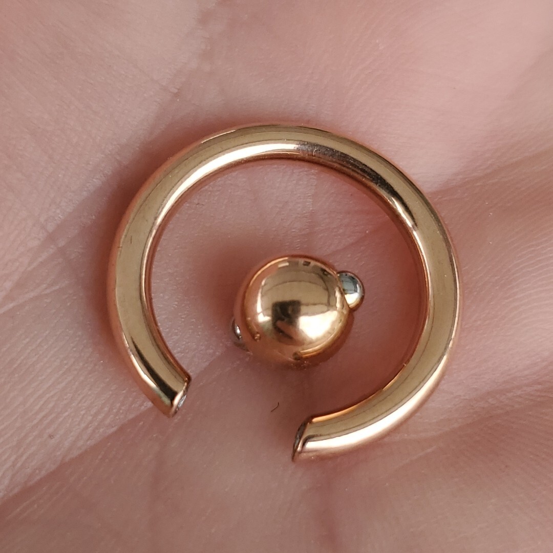 Titanium PVD Easy Spring Ball Captive Bead Ring CBR Rose Gold Ring No Tools Req