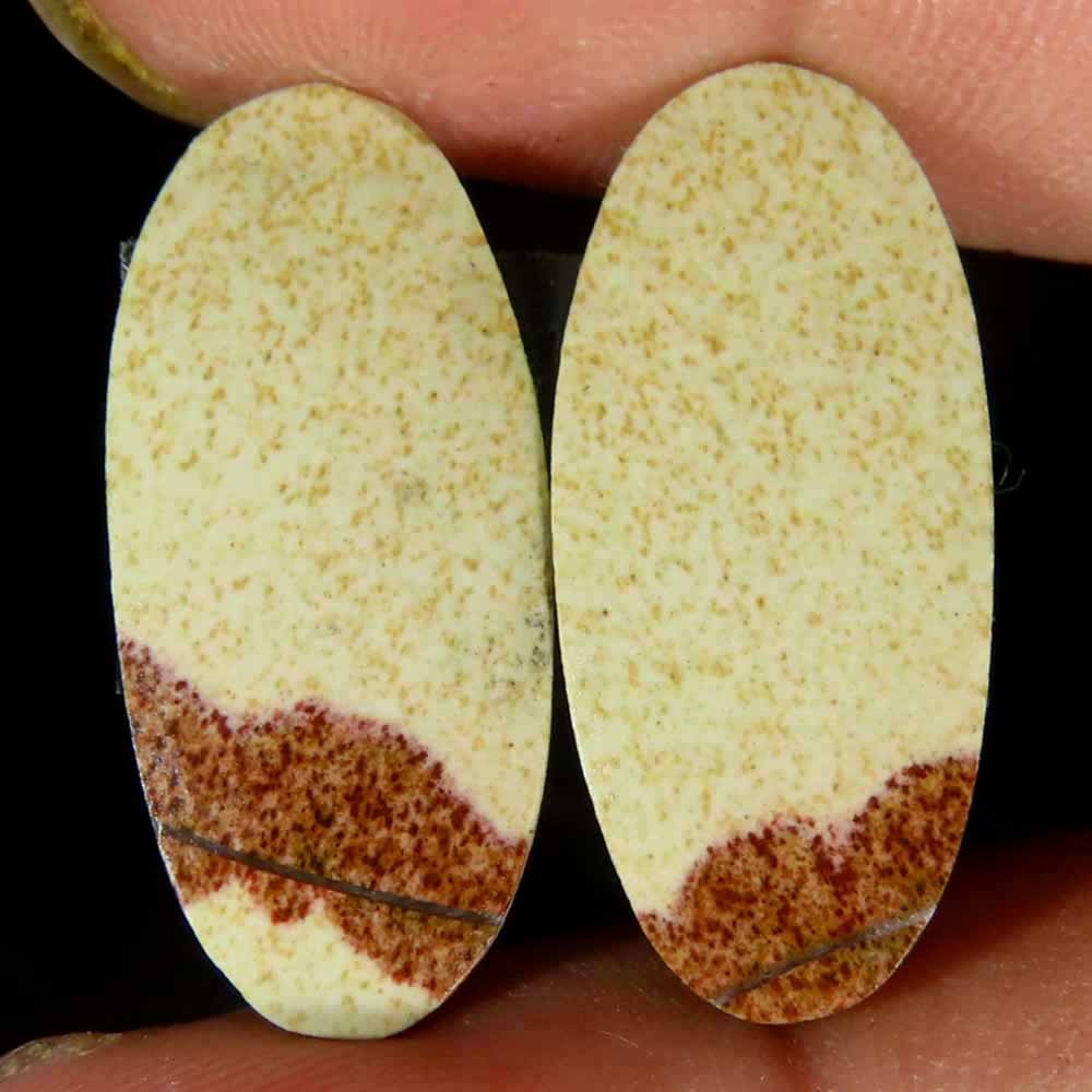 16.70Cts.100%Natural Designer Picture Jasper Pair Oval Cab 11x25x3mm Gemstone
