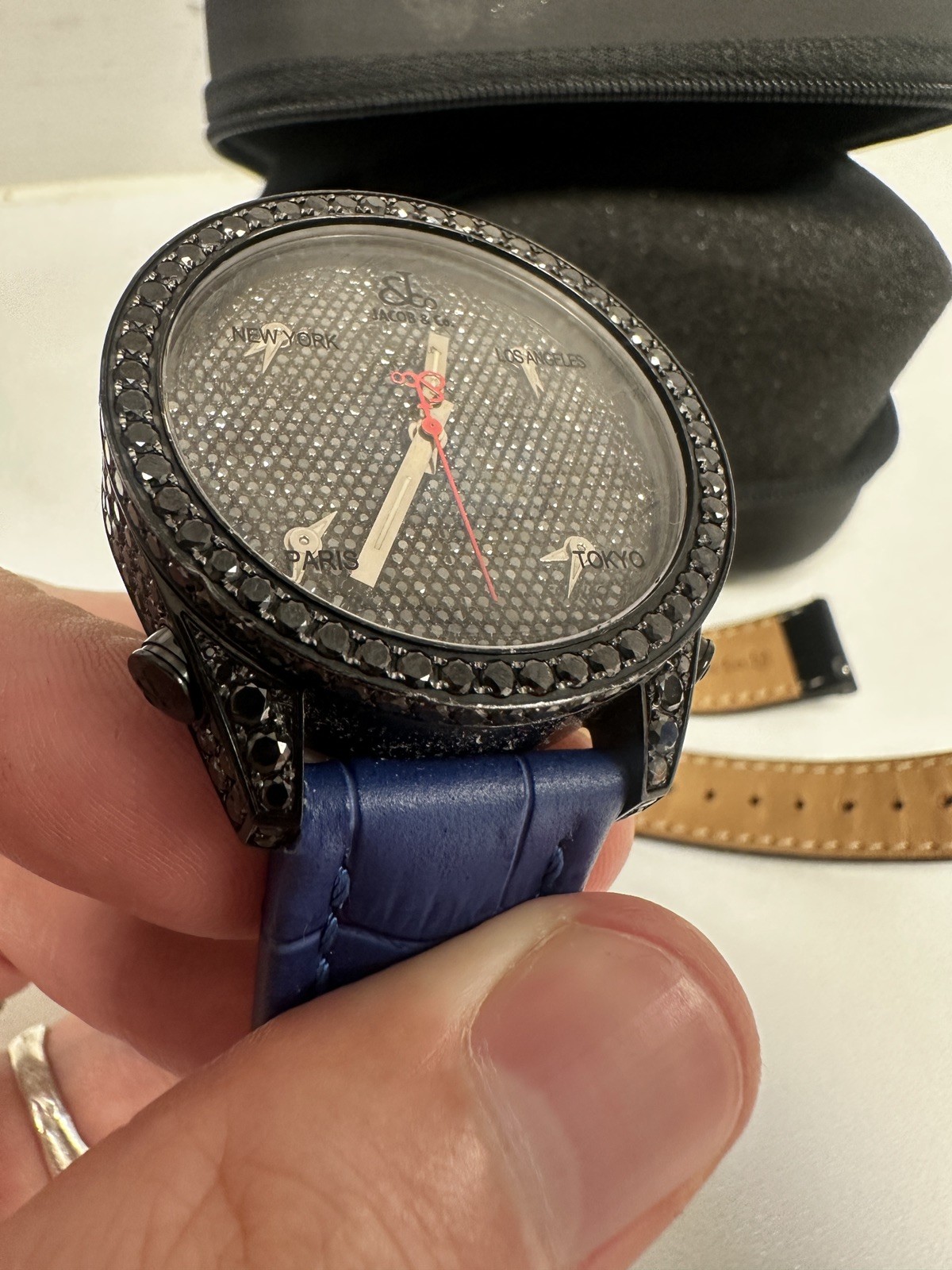Jacob & Co 5 Time Zone Full Iced Out Factory Black Diamond PVD 40mm Watch JC-130