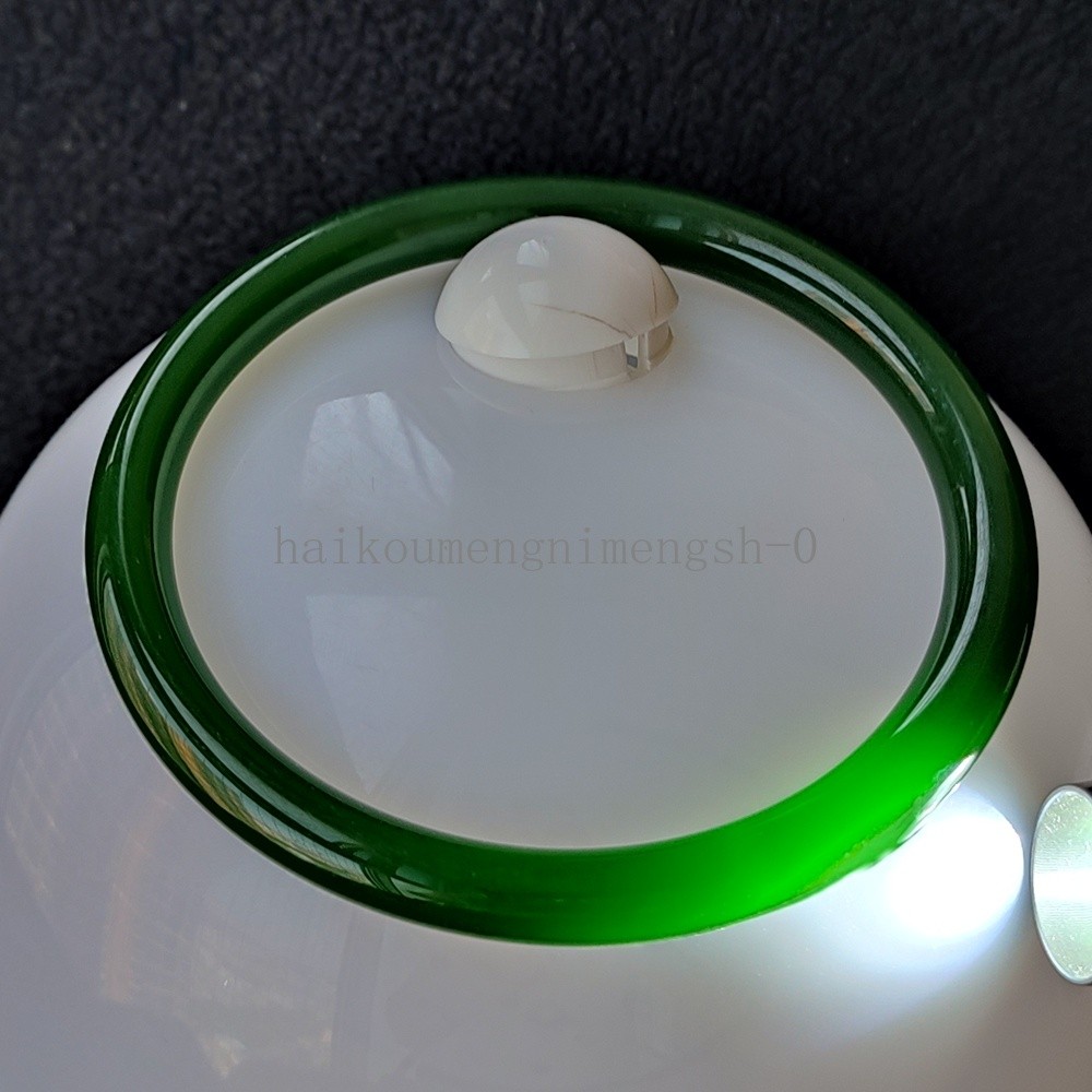 Certified Green 69mm Natural HeTian Jade Jasper Circle Big Bangle Bracelet 7977