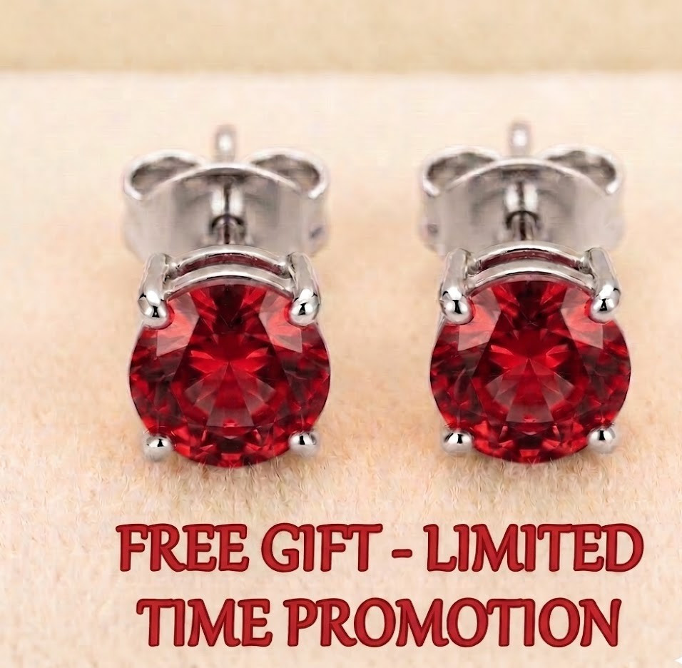 28.00 CT Certified Round Cut Red Diamond Ring, Tariffs FREE & Matching Studs