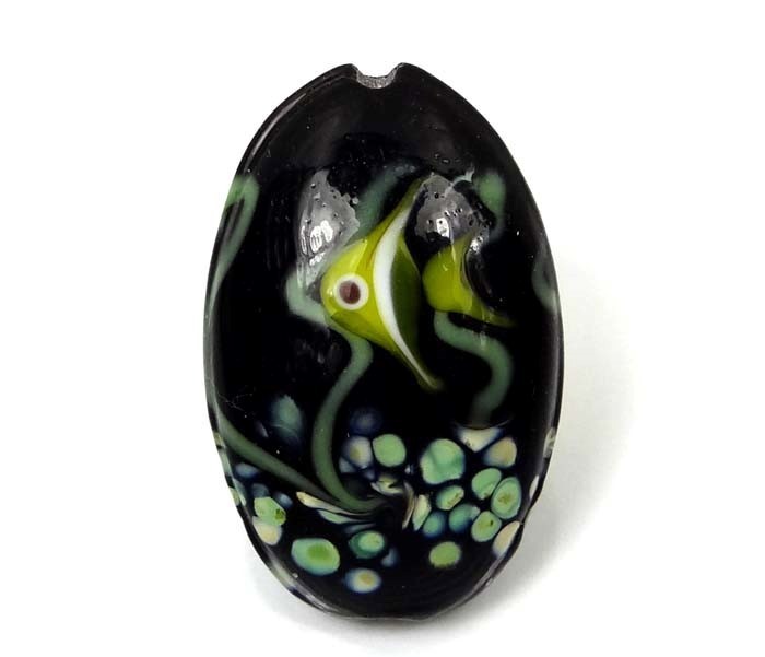 Lampwork Handmade Glass “Underwaterr” Pendant Bead (1)