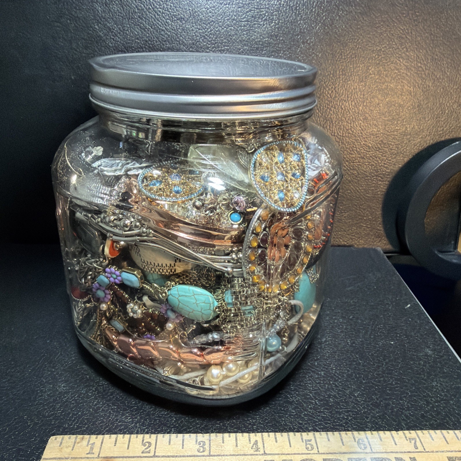 Jewelry Jar Necklaces, Bracelets, Earrings Huge Jar 7in High 5.5 In wide