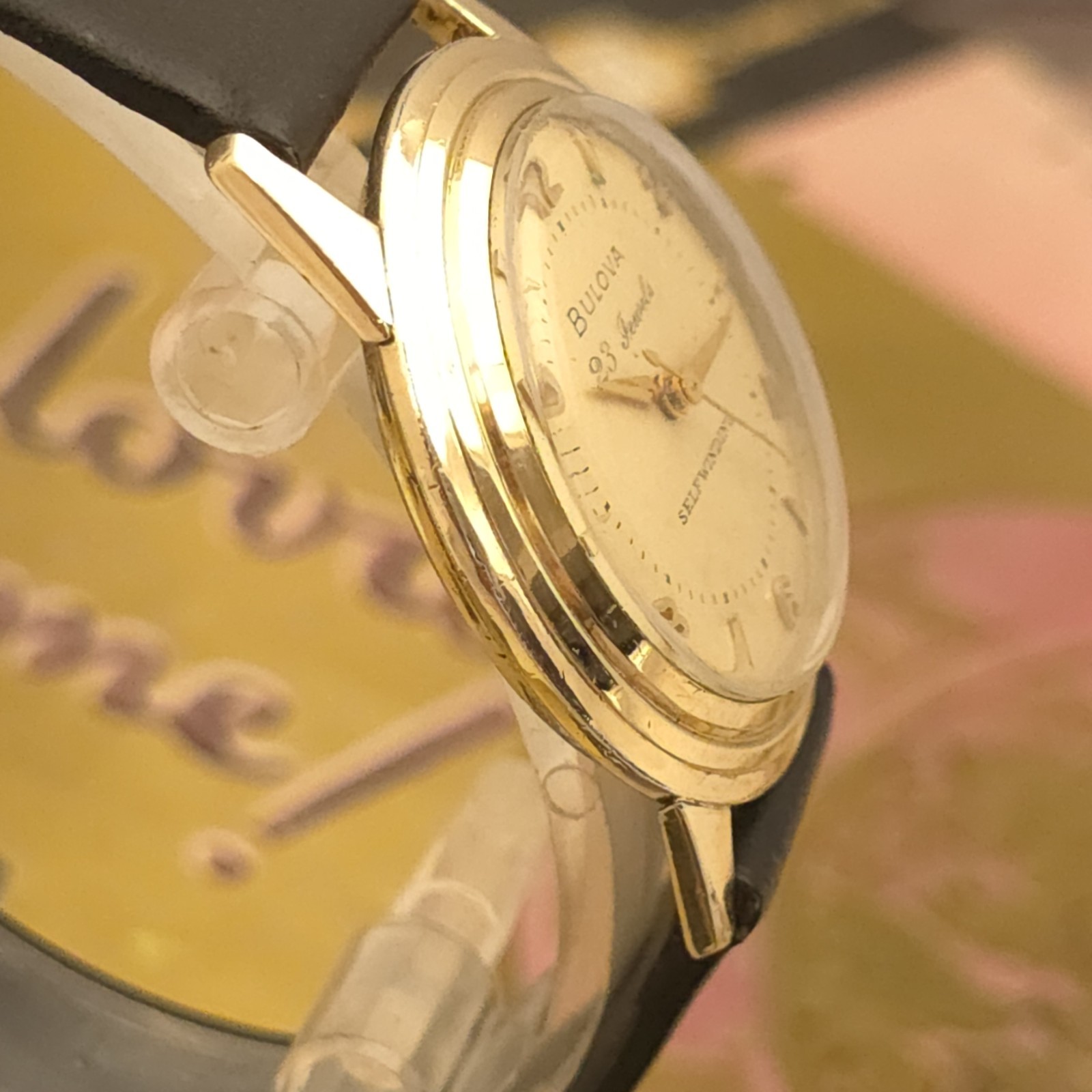 TW7 23j SHARP 1956 UFO BULOVA FLYING SAUCER SELF WIND 14k GOLD FILLED SS RUNS A+