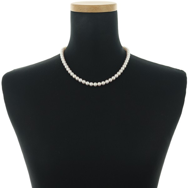 Auth Mikimoto Necklace Akoya Pearl 6.5-7.0mm Silver
