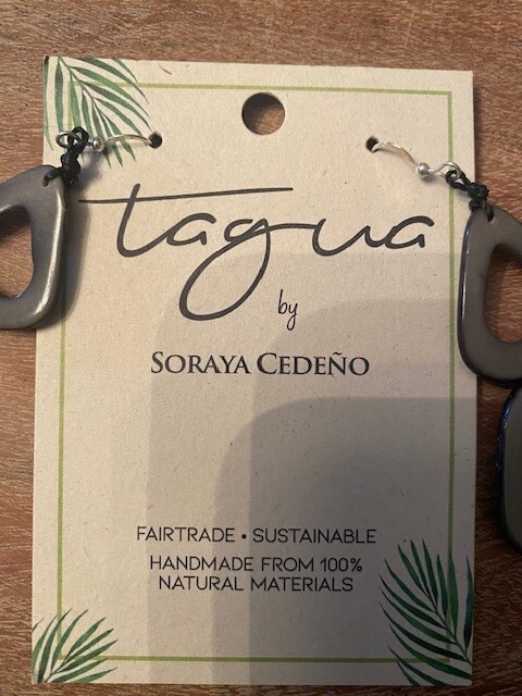 Organic Gray Tagua Earrings by Soraya Cedeno