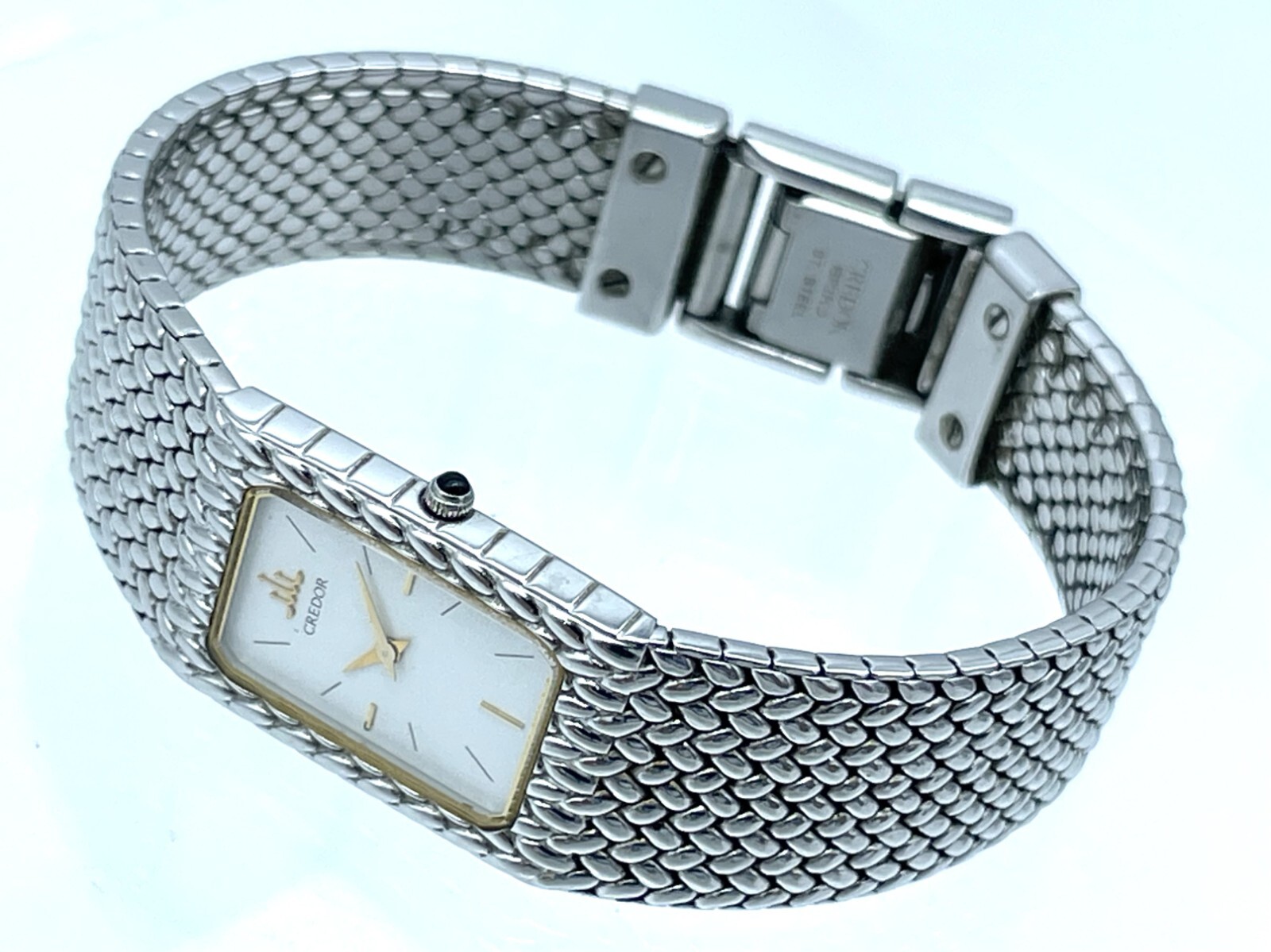 Near MINT Vintage SEIKO Credor Integral Quartz Ladies Watch White Dial 2F70-5341