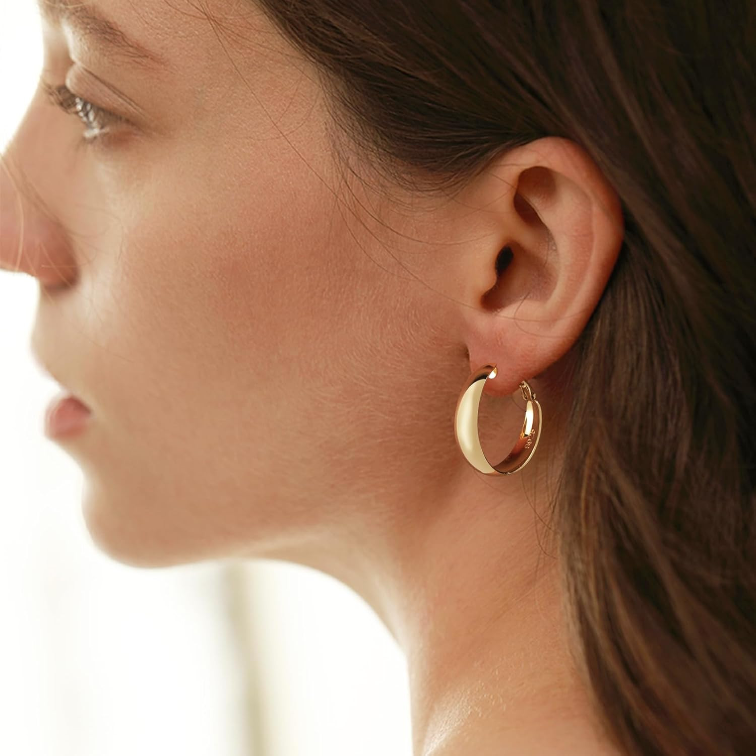 5-8Mm Tapered Design Thick Large Hoop Earrings for Women Trendy Hypoallergenic 9