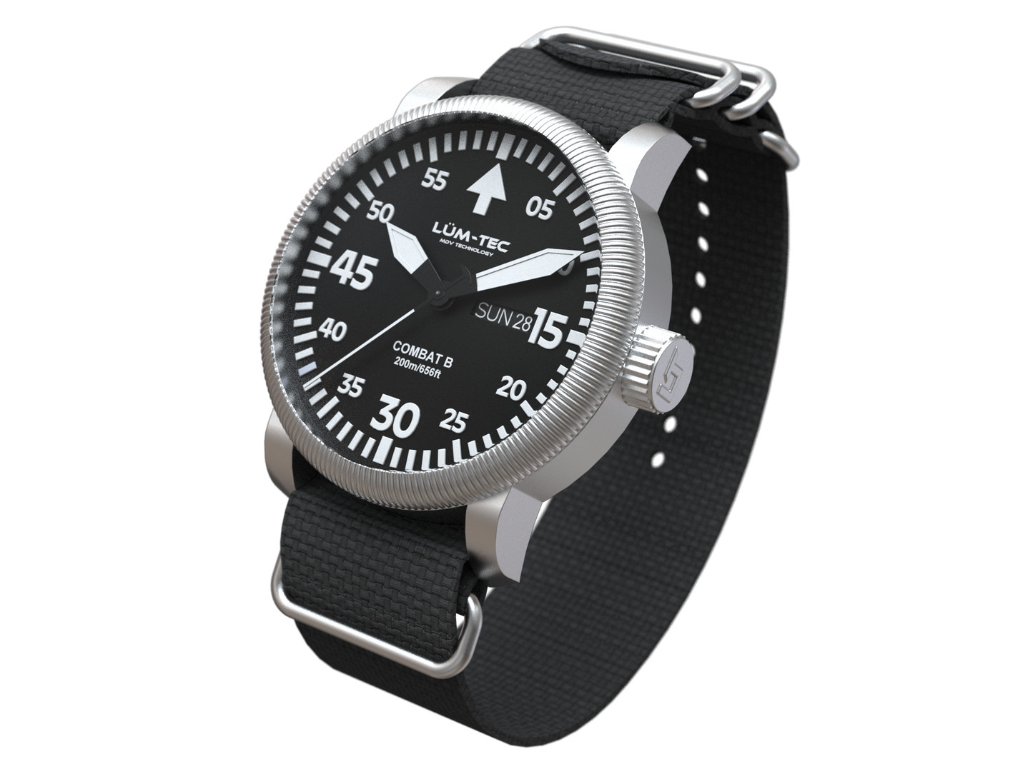 Lum-Tec Mens Watch Combat B67 Day Date 43mm Black Dial Miyota Japan 2105
