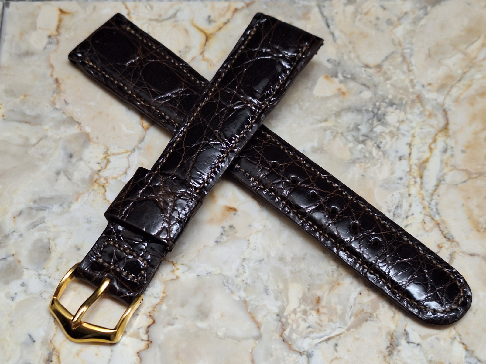 JB Champion Dark Brown Brazilian Crocodile Leather Watch Band Strap 3/4″ LONG