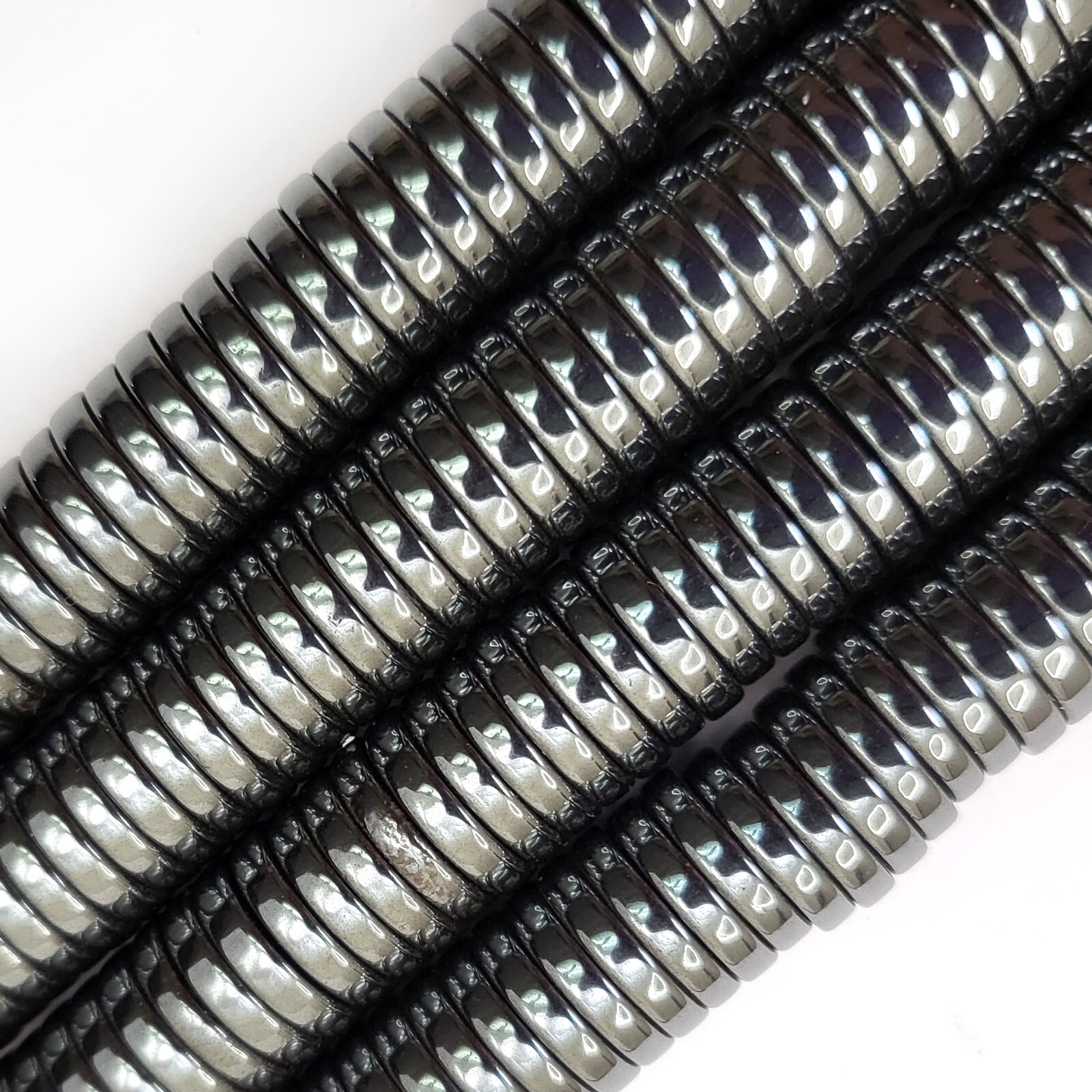 Shiny Jet Black Hematite Heishi Loose Bead 15″ strand 4mm 6mm 8mm 10mm Beading
