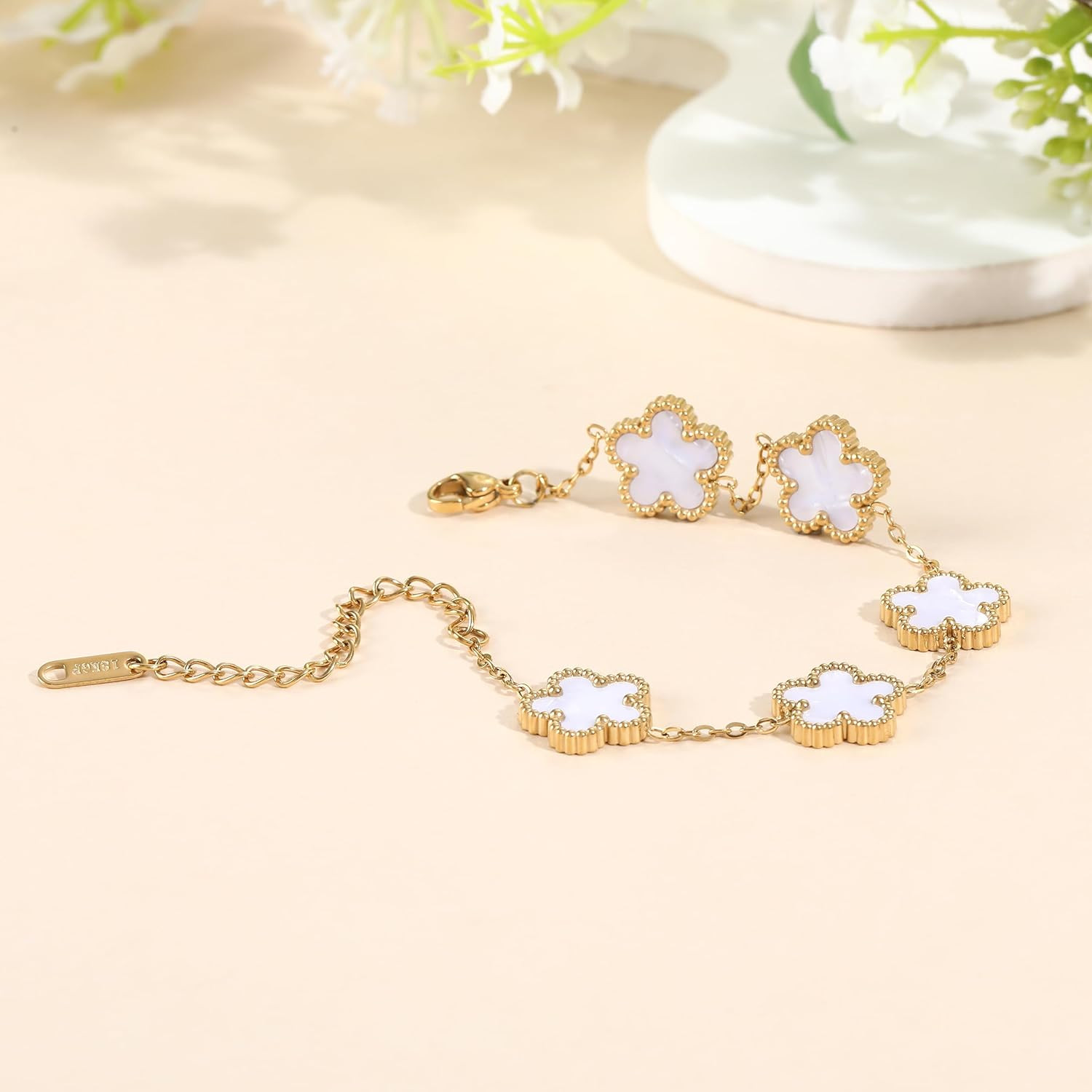 Pulsera trebol 4 hojas TICVSS mujer acero inoxidable chapado en oro 18K regalo