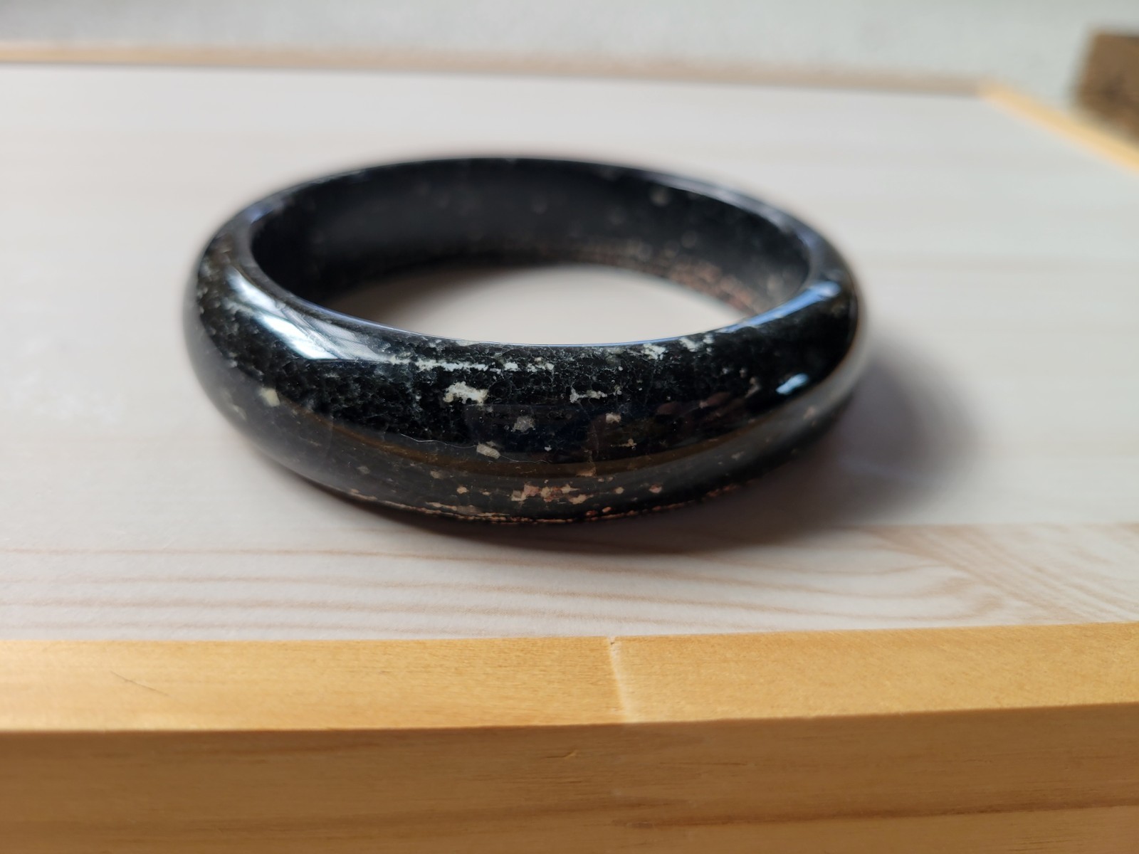 Natural Snowflake Obsidian Bangle inner Diameter 60mm-61mm Black