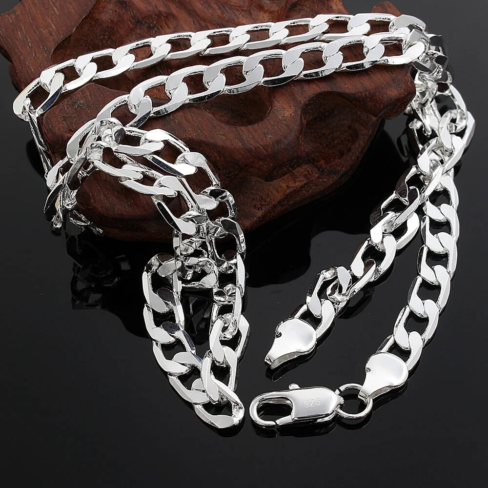 925 Sterling Silver Necklace high quality Jewelry 16-30 inches 8MM necklace