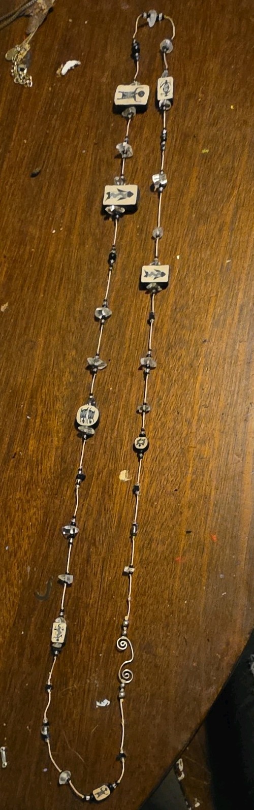 3pc Mixed Necklace Lot – Wood/Glass/Metal Beads, Multicolor Fashion Jewelry