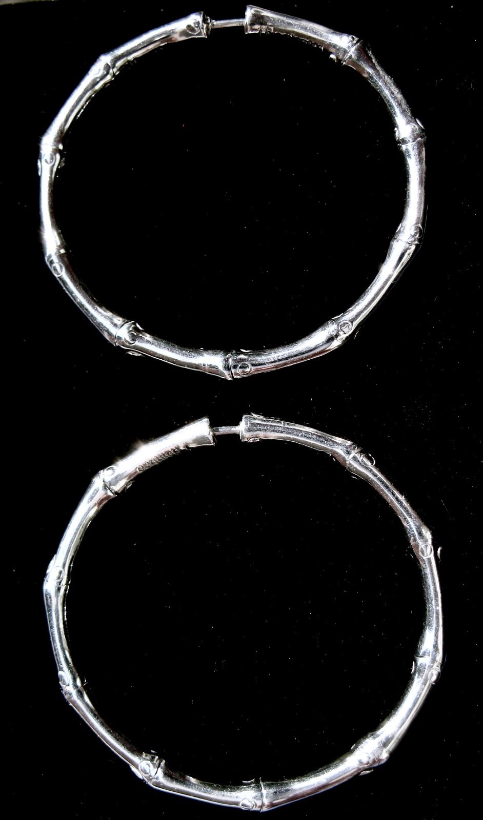 John Hardy Sterling Silver Bamboo Collection Hoop Earrings 1.4″ Drop