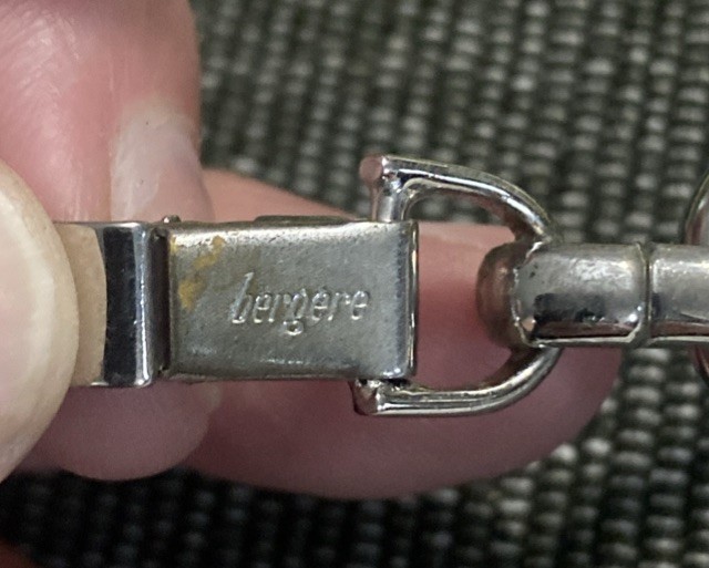 Vintage Bergere Silver Tone Chunky Oval Link Bracelet 7.25” Fold Over Clasp