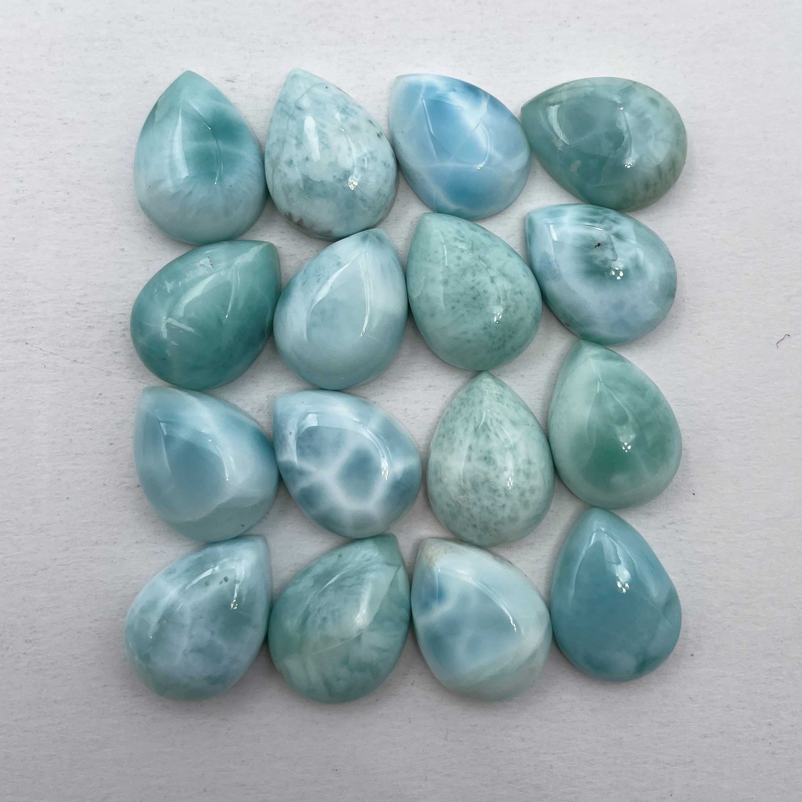 Natural Larimar Pear Cabochon Loose Gemstone Lot 11 Pcs 12*16 MM 105 CT