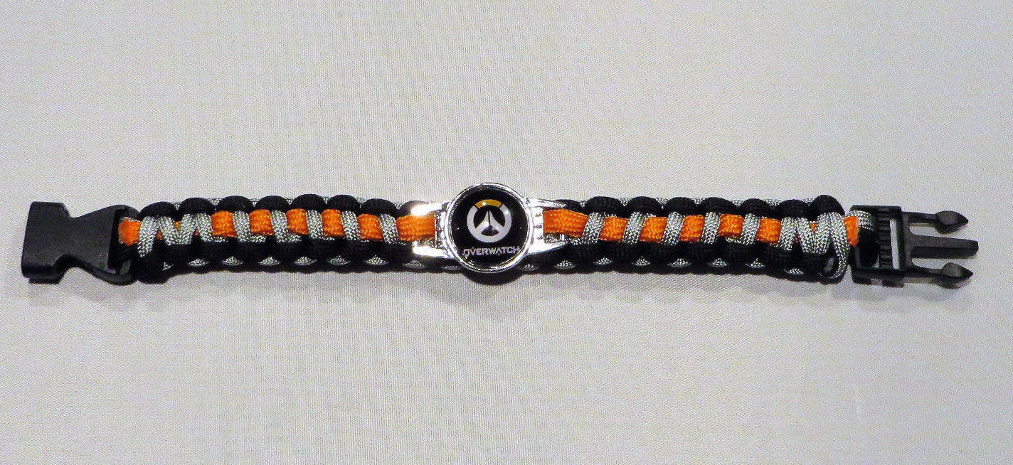 OVERWATCH LOGO POWERCORD 9″ ORANGE & BLACK SNAP ENCLOSURE UNISEX Bracelet