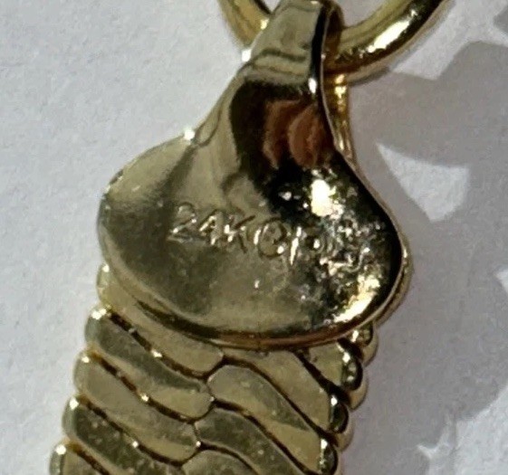 24k Gold Plated Herringbone Necklace 24 Inch Long 4mm Wide