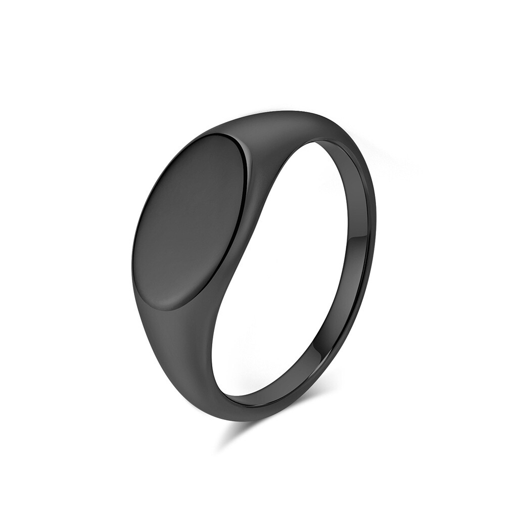 Women Signet Ring Stainless Steel Plain Square Shape Simple Wedding Statement