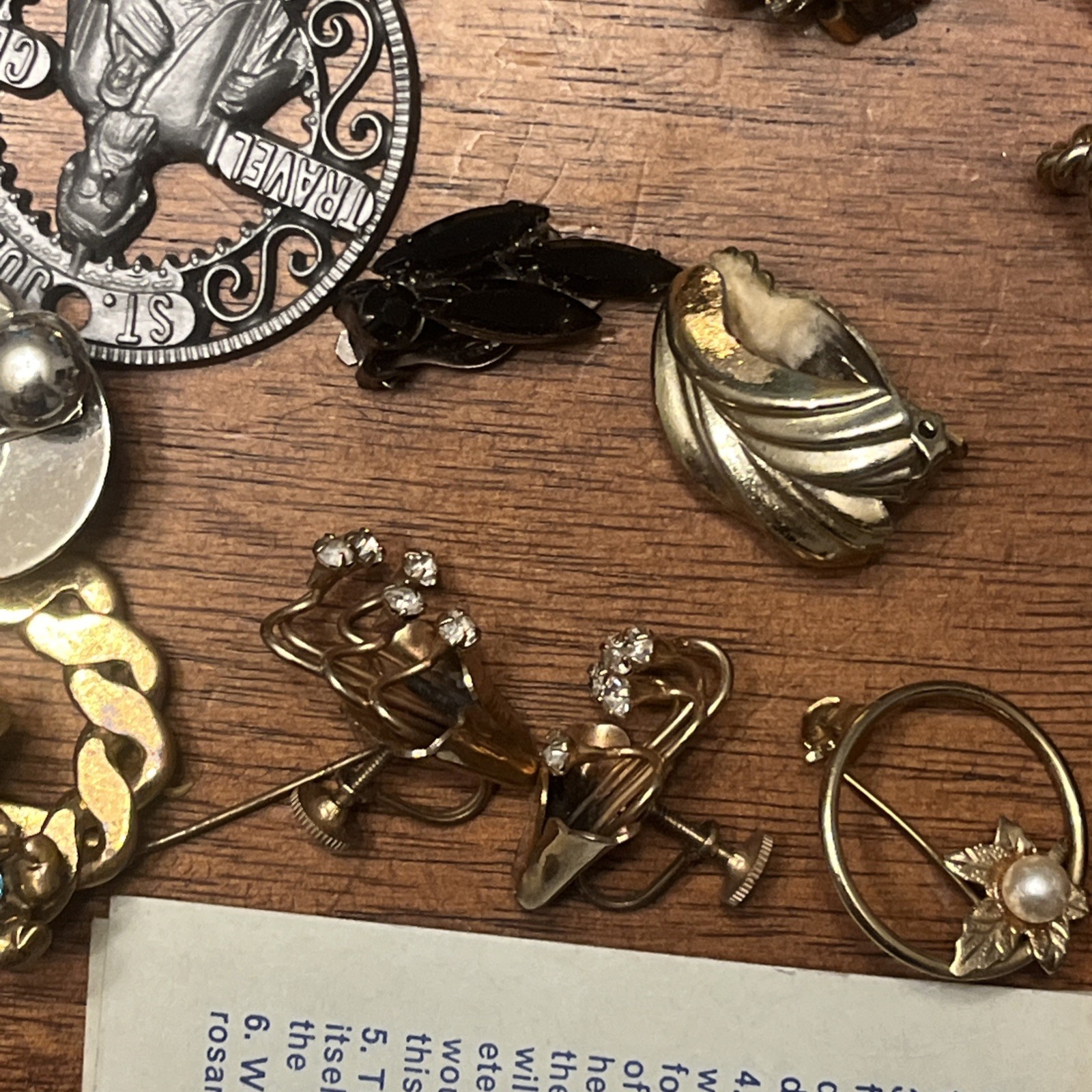 Vintage Estate Costume Jewelry LOT Timex CORO Watch & Earrings Melba Brass