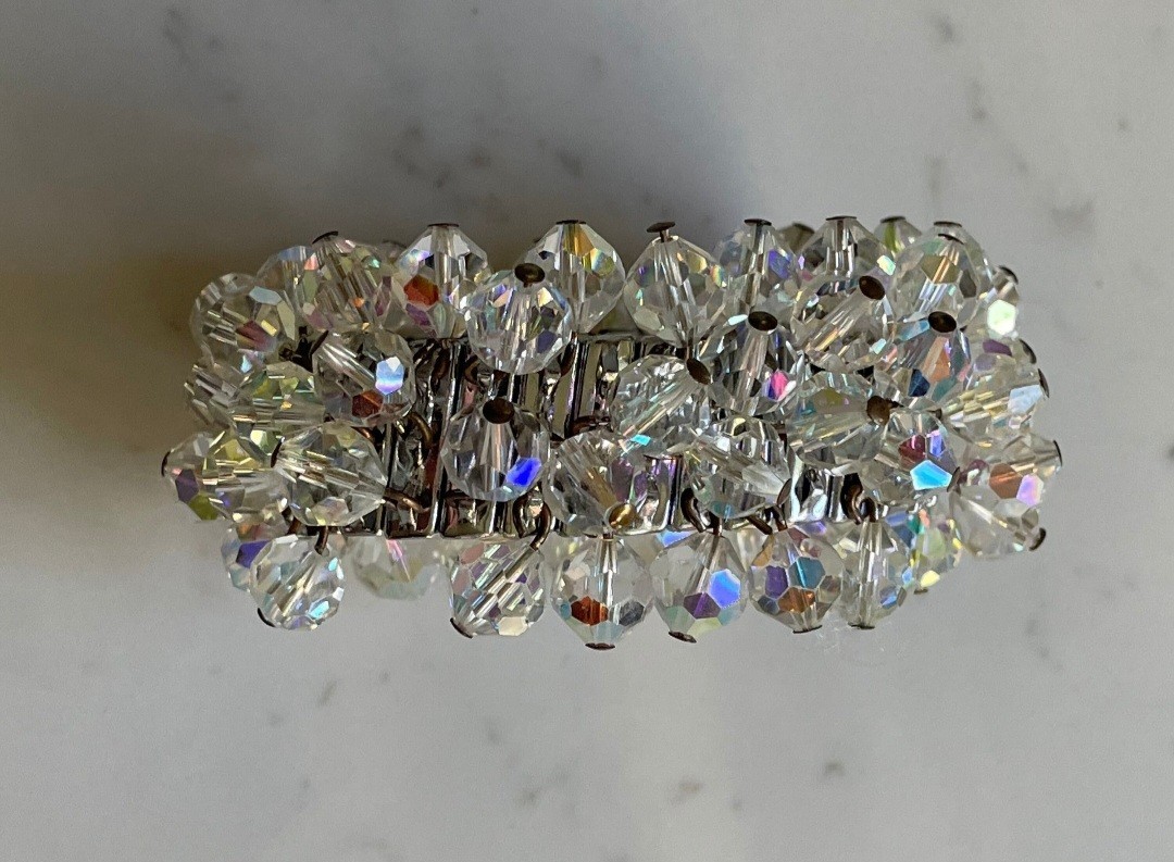 Vintage 1950s Showstopping Aurora Borealis Stretch Bracelet with Rhinestones