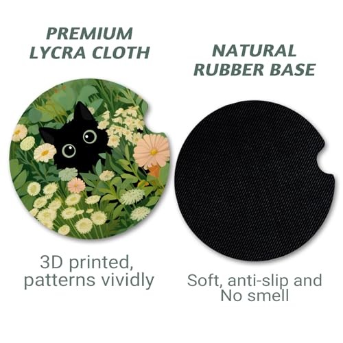 Car Coasters for Cup Holders，2.75″ Anti Slip Rubber Mat with A Finger Notch,
