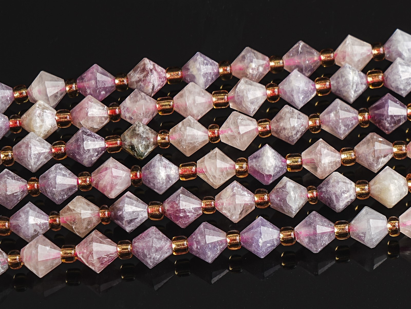 6MM Natural Multicolor Cherry Blossom Agate Beads AA Bicone Faceted Loose Beads