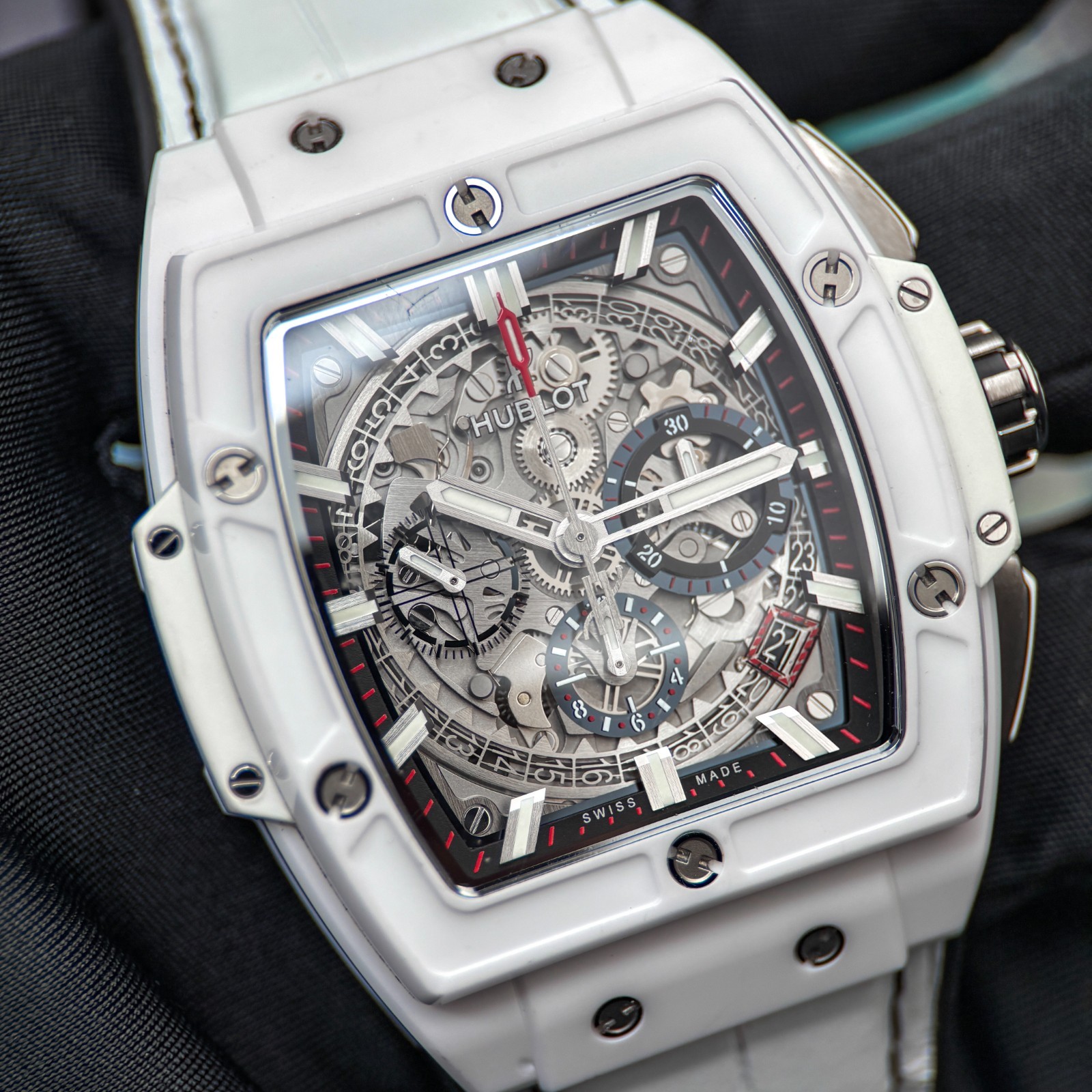 Hublot Spirit of Big Bang White Ceramic Alligator 42mm Skeleton 641.HX.0173.LR