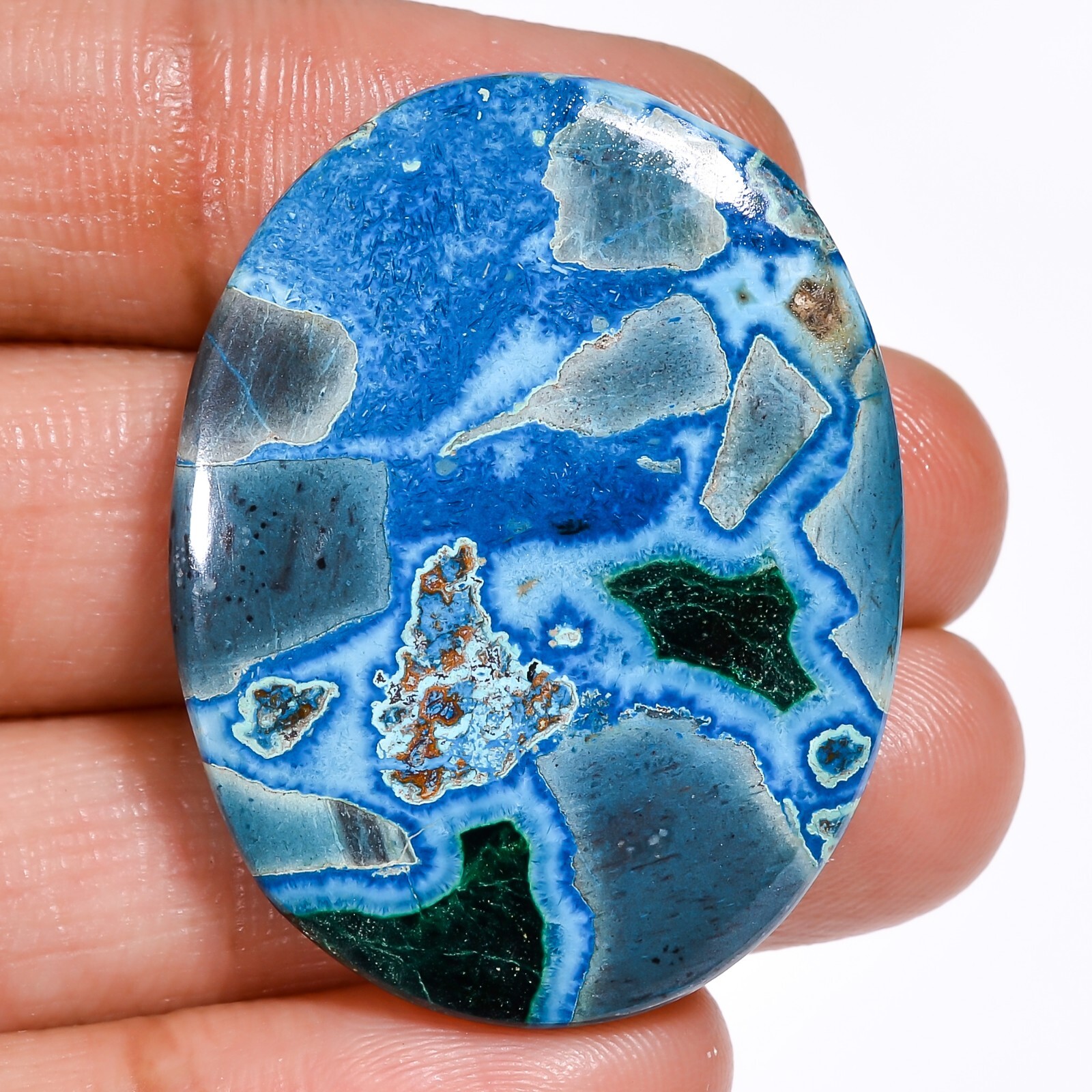 100% Natural Shattuckite OVAL Shape Cabochon Loose Gemstone 46.55 Cts 27x35x4 mm