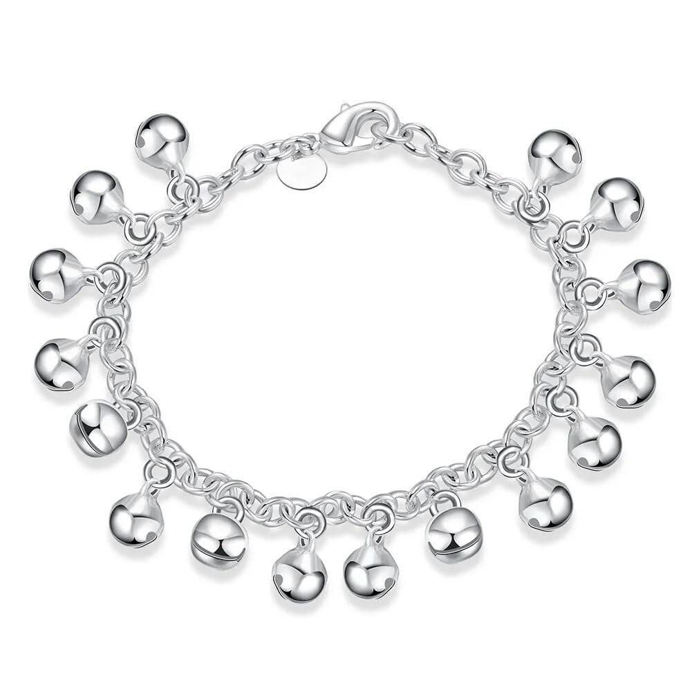 New 925 Sterling Silver Adjustable Bells Chain Bracelet/Anklet Sounds Bead Chain
