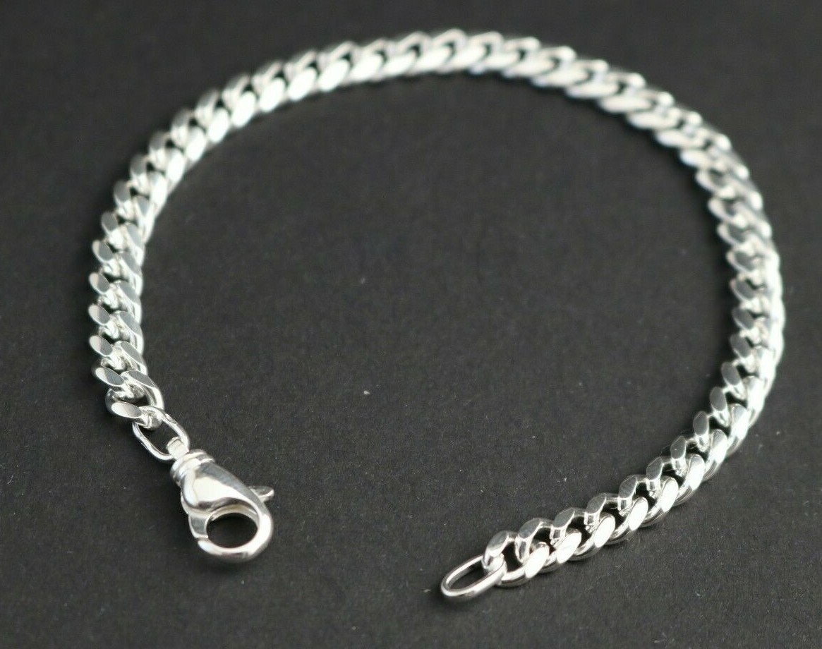 Curb Bracelet 925 Silver Curb Chain Mens Bracelet Silver Bracelet Solid 20cm