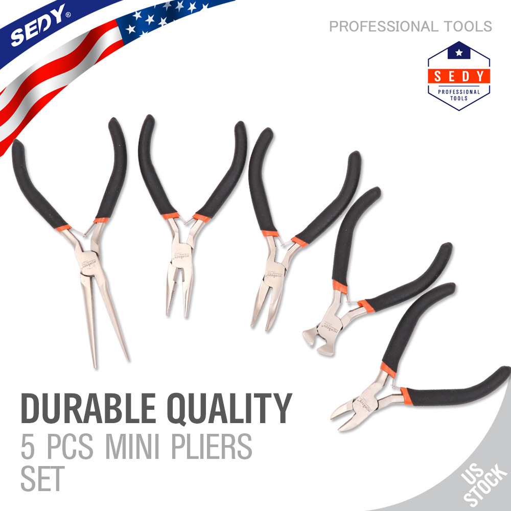 5PC Mini Pliers Set Jeweler Plier 6″ Cutting Making Beading Forging Comfort Grip