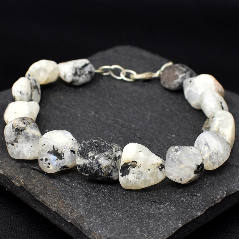 199.00 Cts Natural 6 Inches Long Moonstone Untreated Beads Bracelet NK 34E219