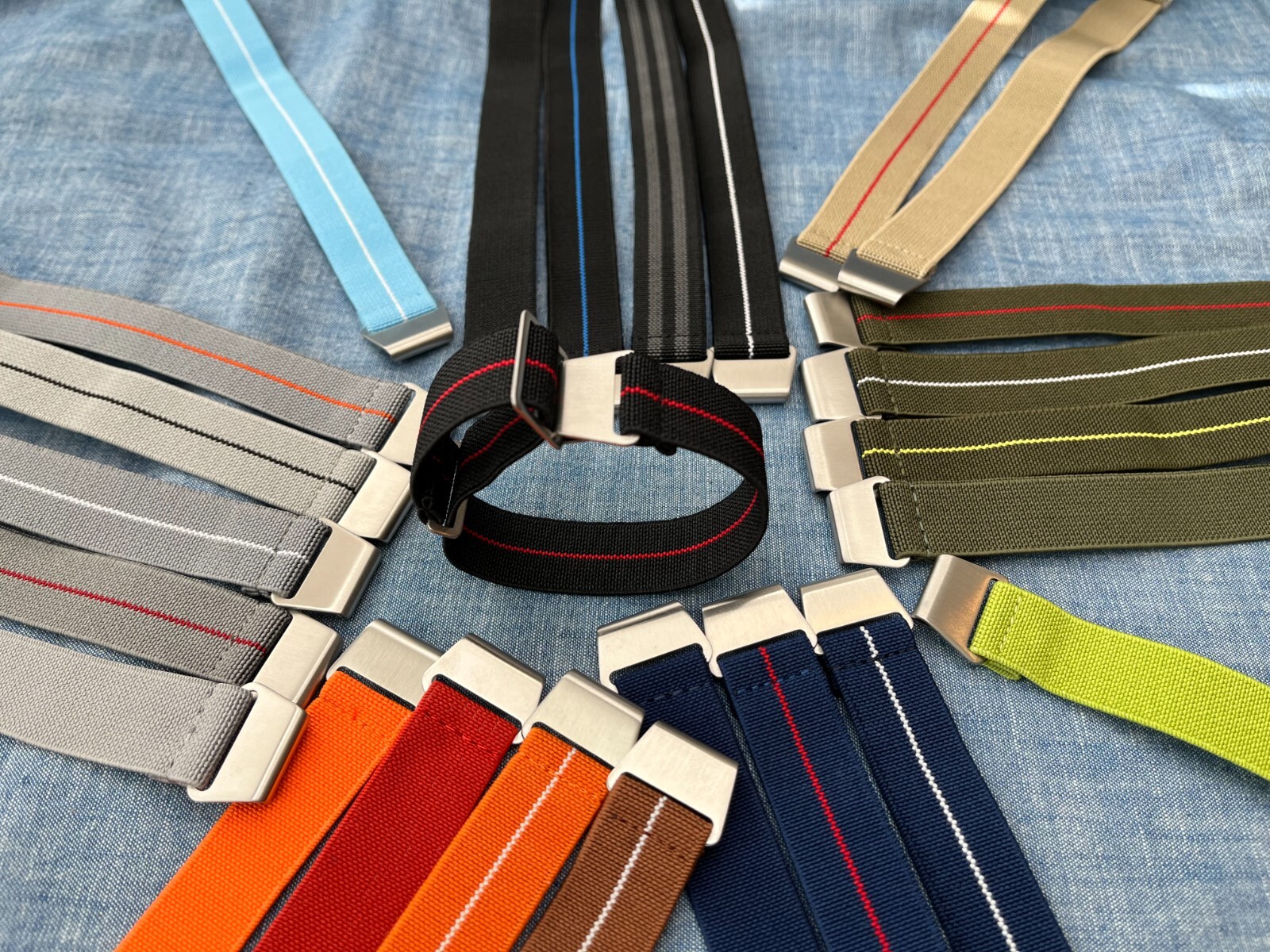 WISCASSET WATCH STRAPS Marine Nationale MN French Parachute Elastic Watch Strap