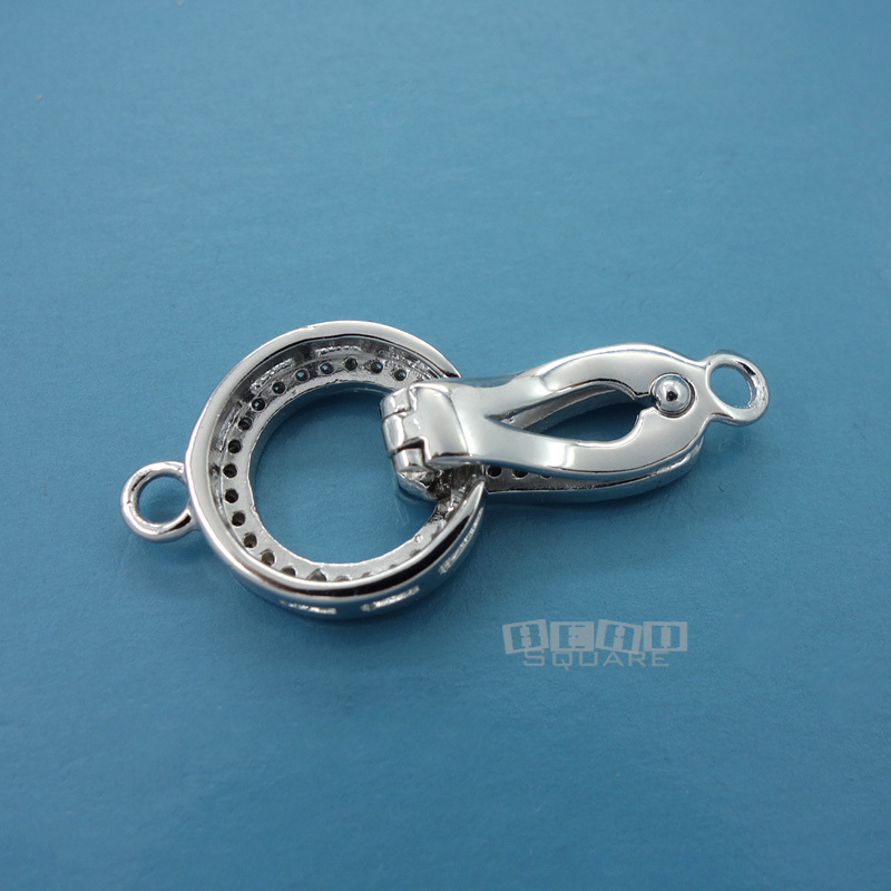 Sterling Silver CZ Crystal Hook & Eye Fold Over Clasp Connector 11.8x27mm #33266