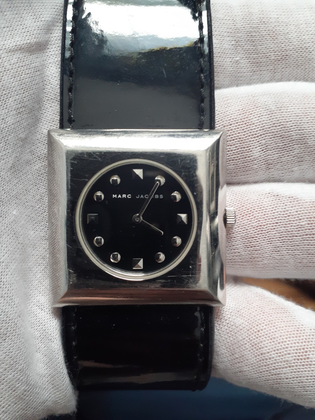 Mark Jacobs womens square silver tone watch