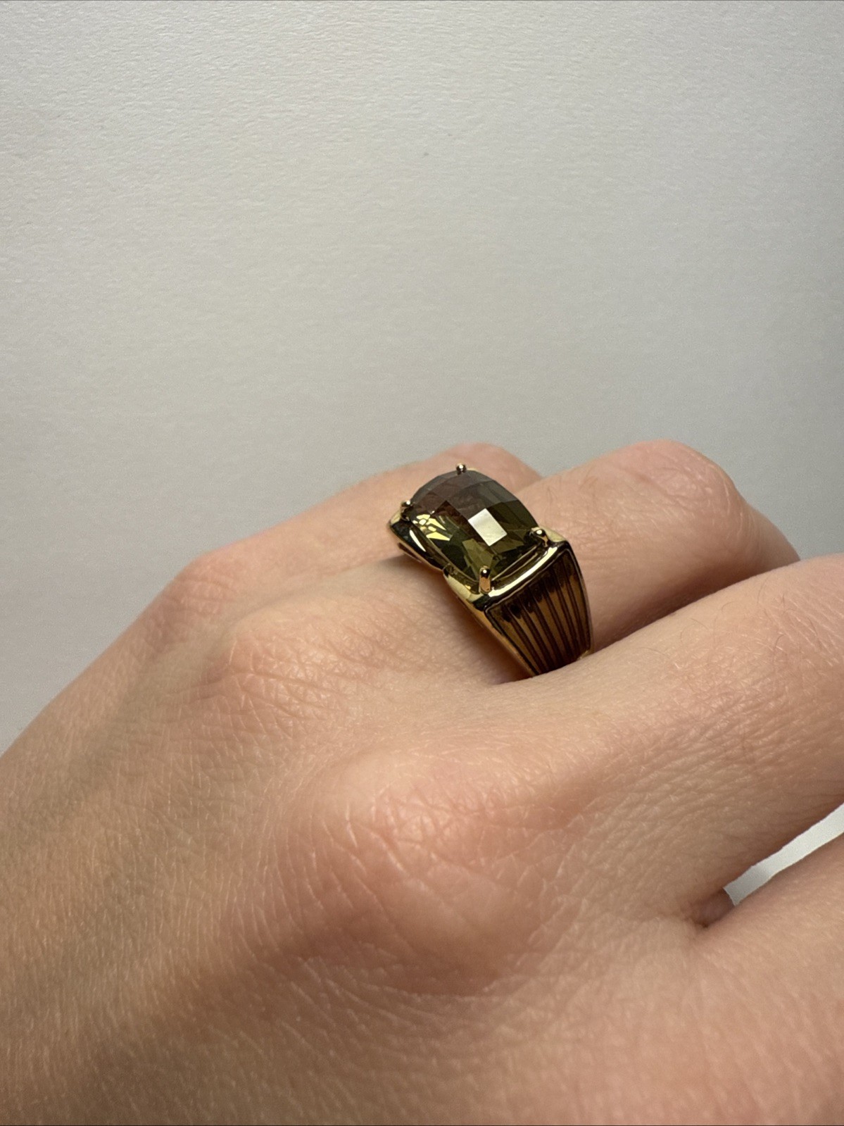Omar Torres 3.00CTW Cushion Cut Olive Quartz Ring Size 8