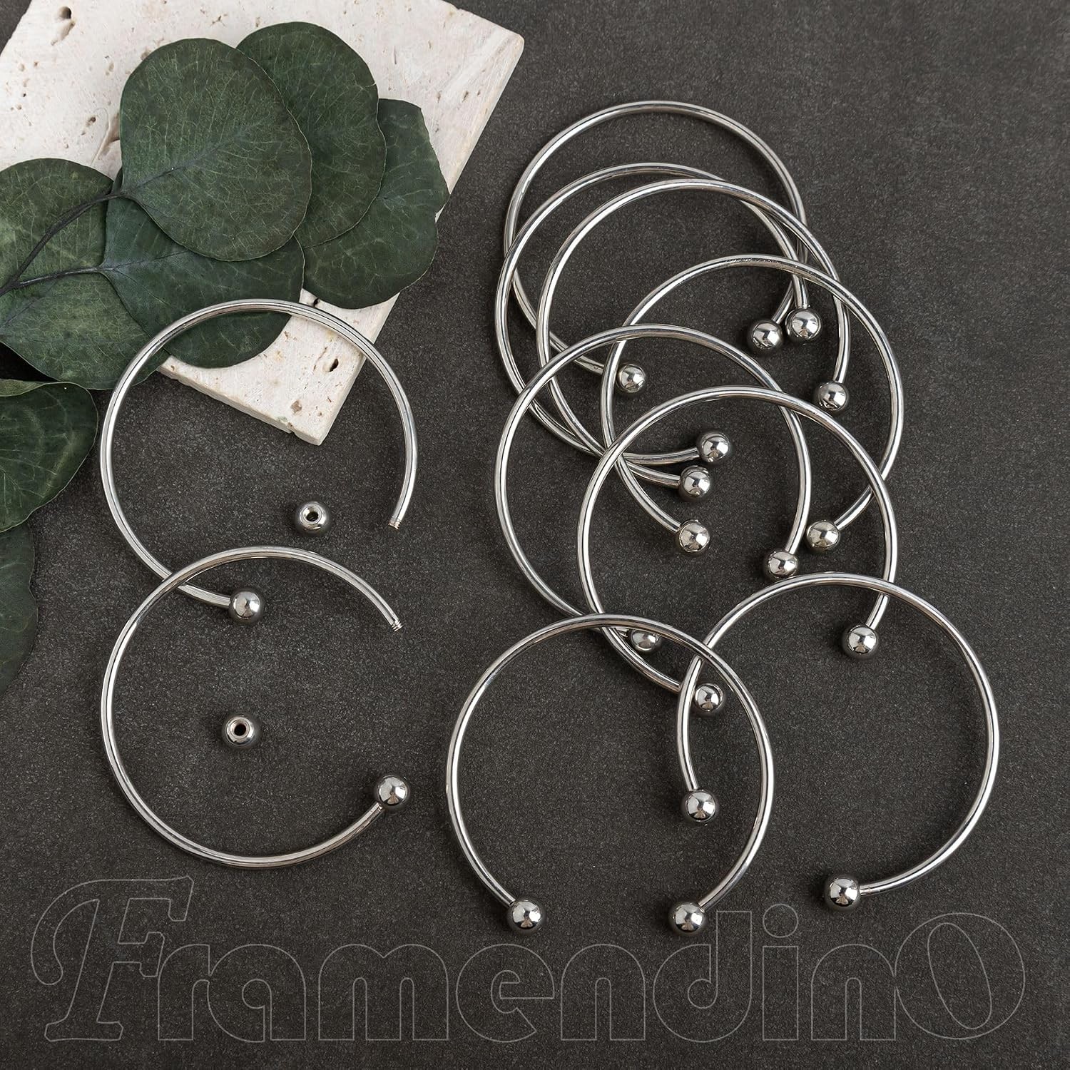 Framendino, Ball Opening Adjustable Wire Blank Beadable Bracelet Expandable Cuff