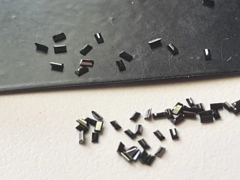 Conflict Free Black Baguette Diamond, 1x2mm Baguette Cut