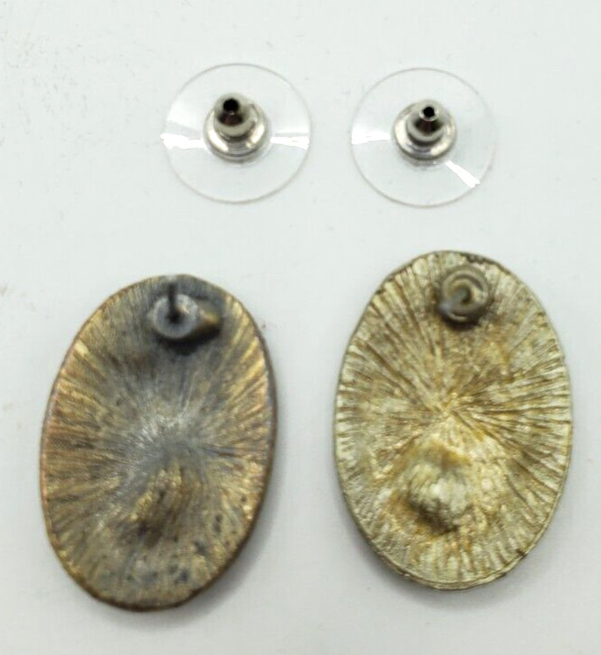 Enamel Brown Red With Faux Citrine an Garnet Stud Pierced Earrings