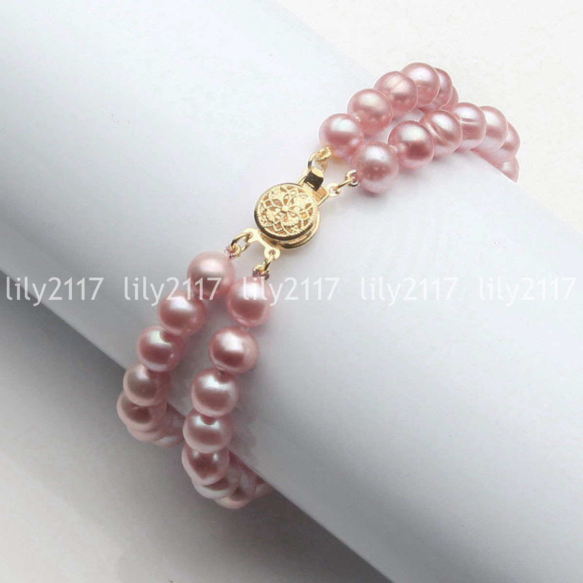 2 Rows Genuine Natural Freshwater Akoya Pearl Beads Bracelet 7.5″ 6-7/7-8/8-9mm