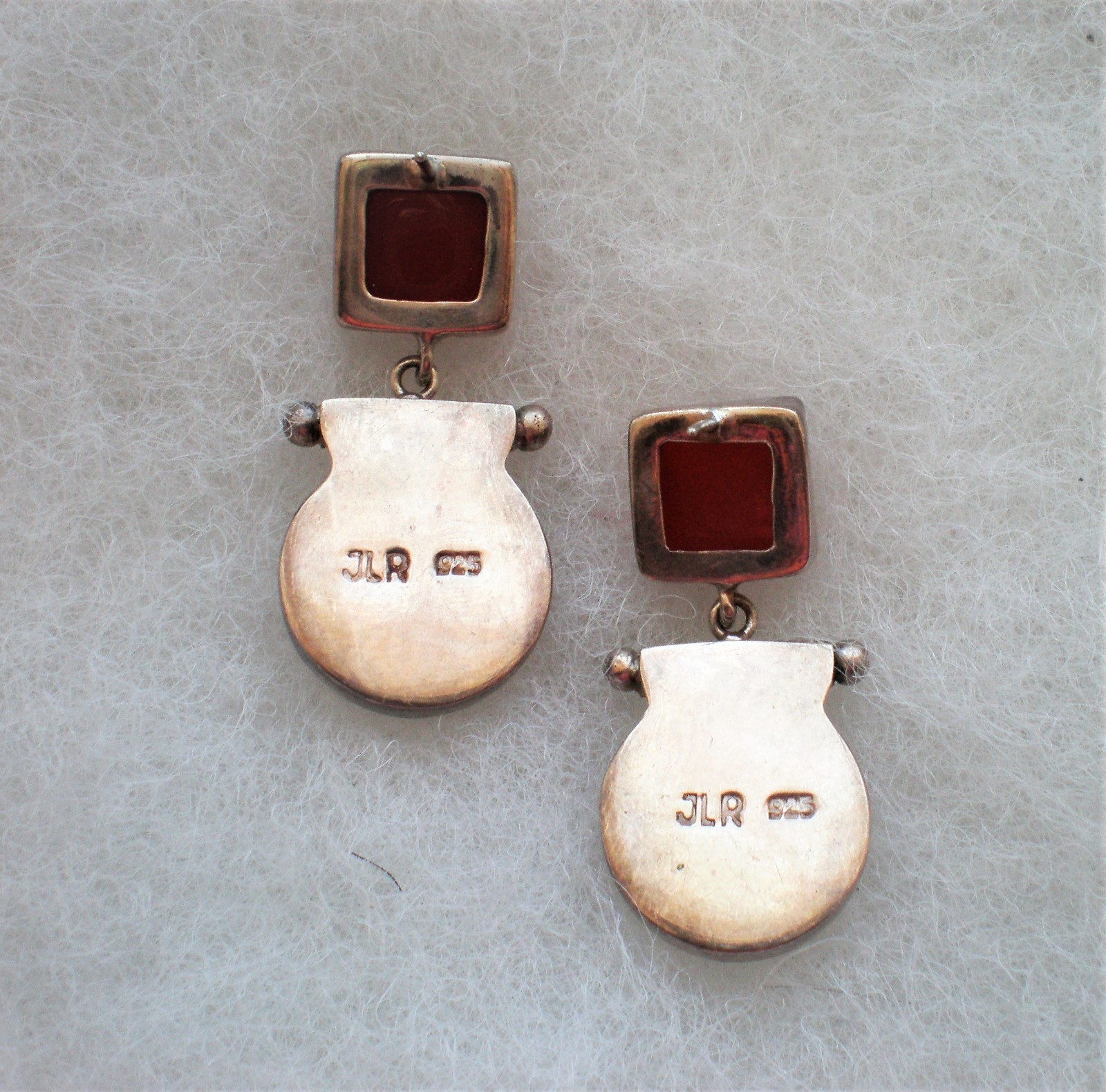 JANICE LEE RIPLEY JLR Sterling Silver 925 Carnelian Modernist Dangle Earrings