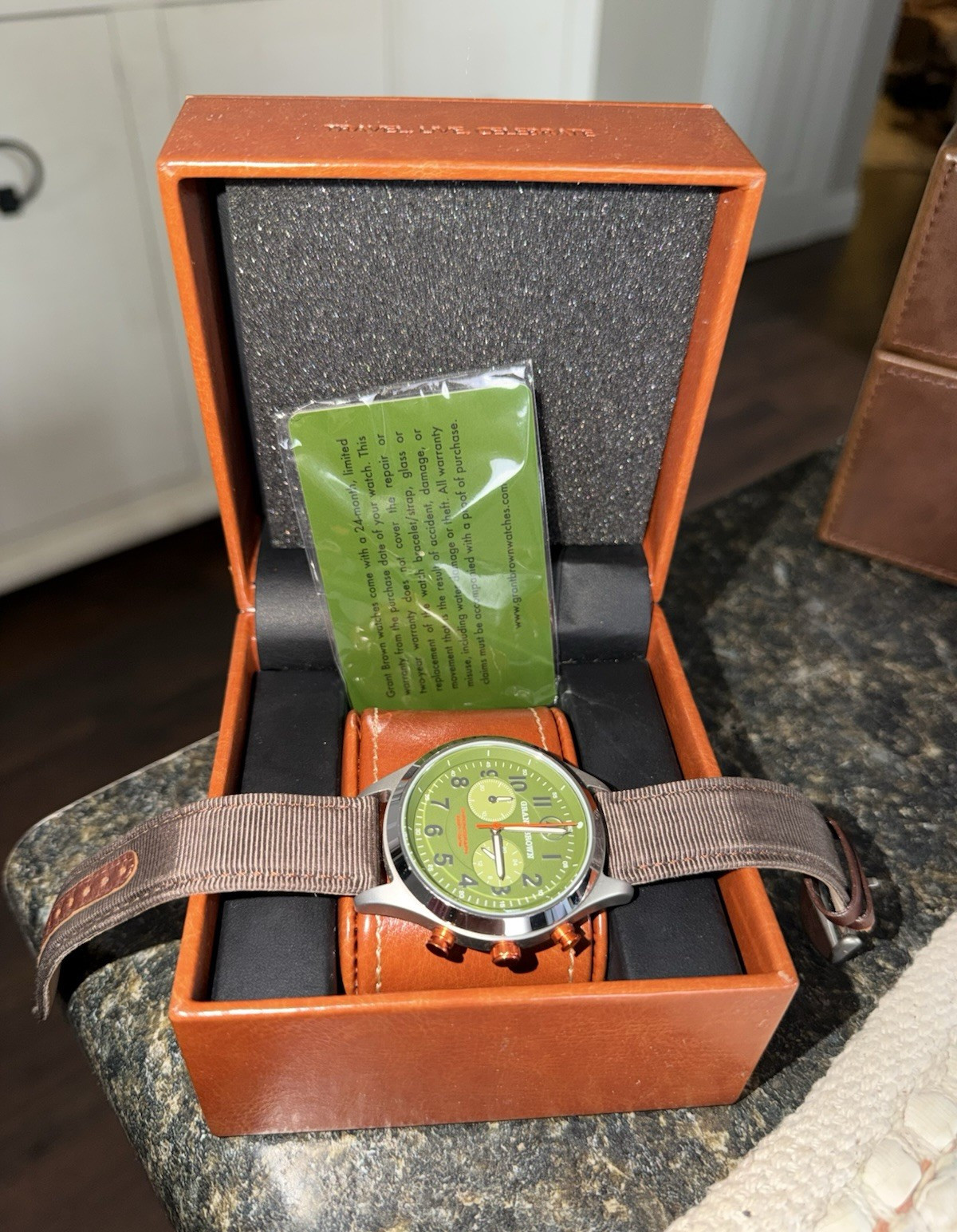 Stauer 1930 Chrono Green Dial Chronograph Tachymeter Quartz w/ Box
