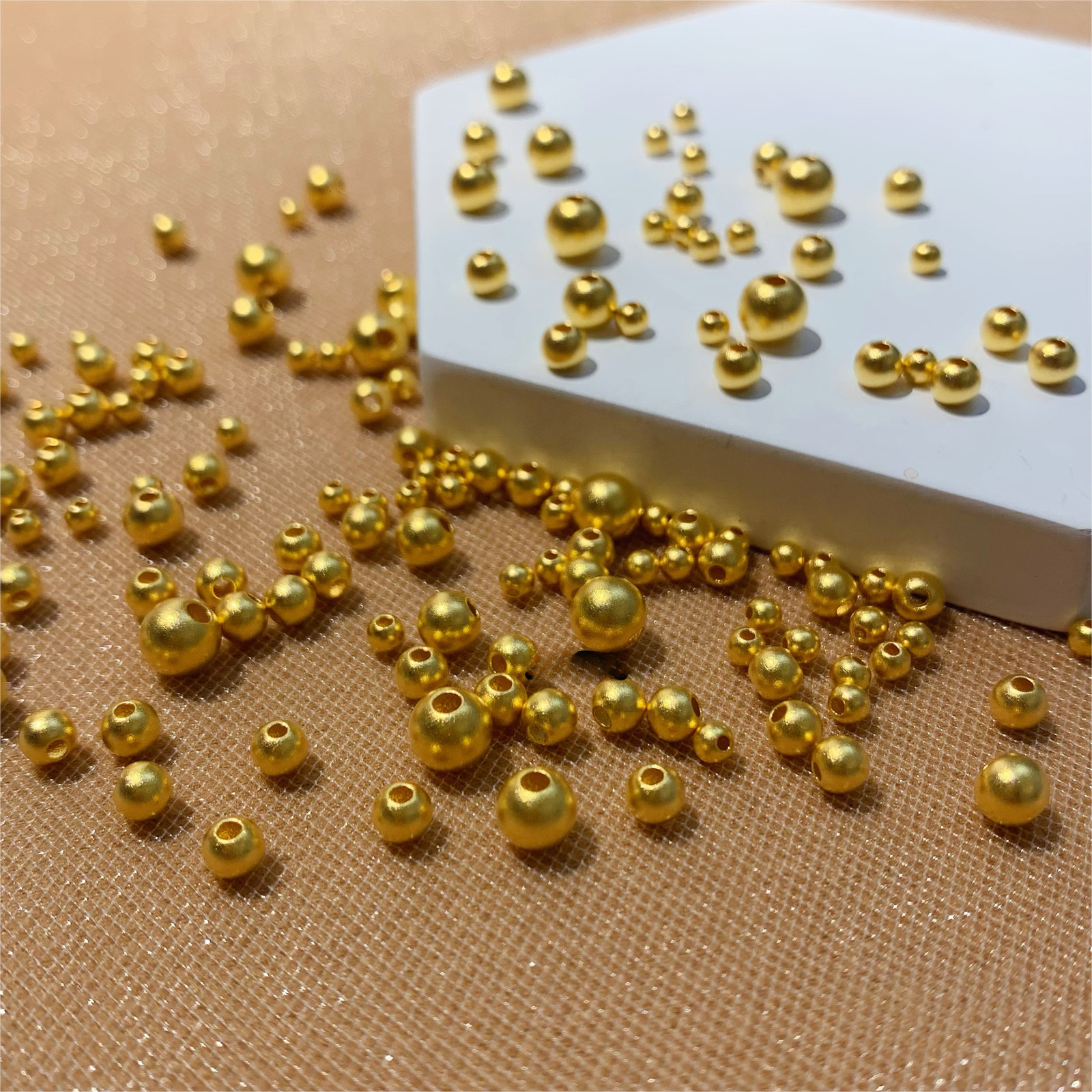 1pcs Pure 999 24K Yellow Gold Round beads Necklace Bracelet DIY Accessories