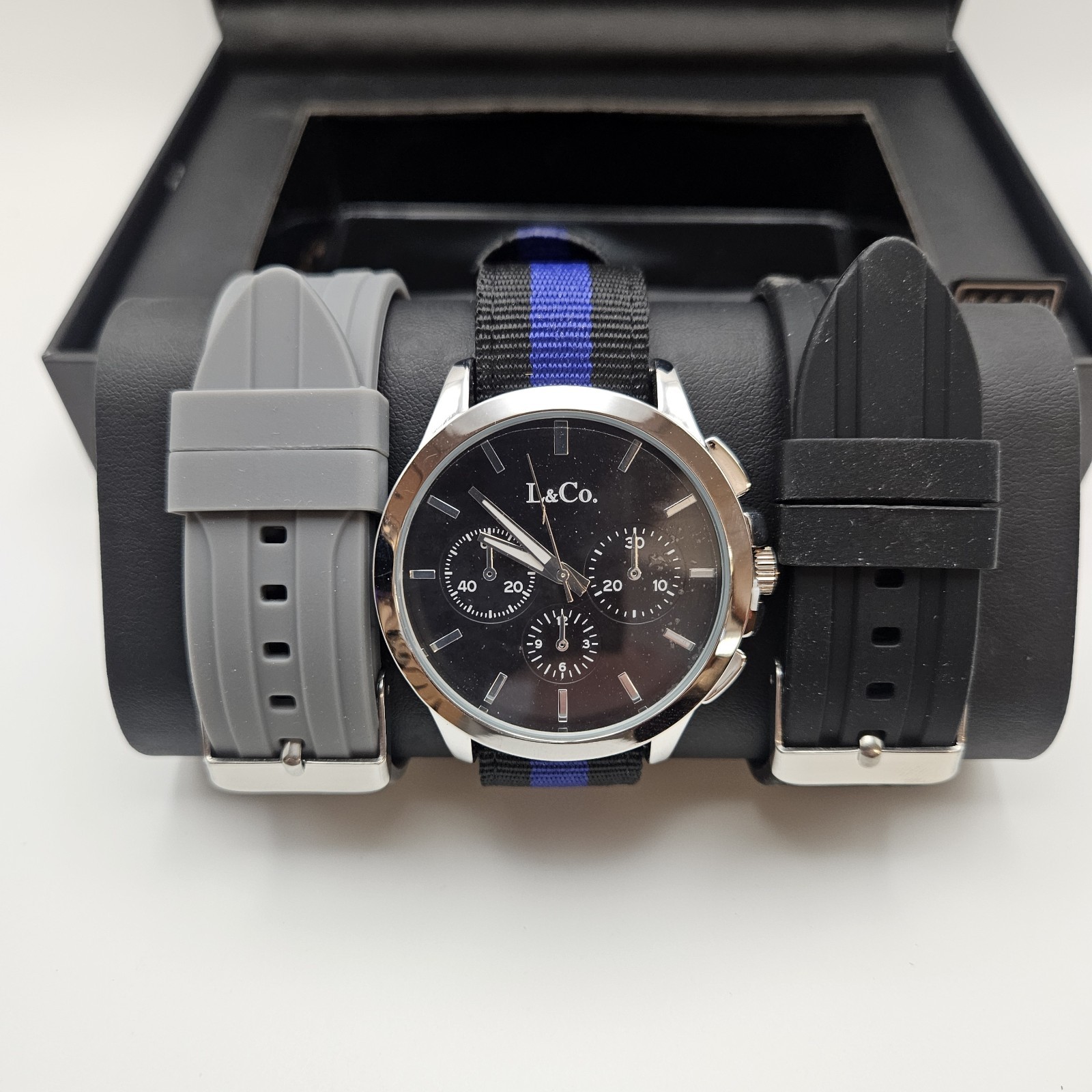 L & Co. Timepieces Men’s Gift Set Watch And 2 Additional Bands NIB Great Gift