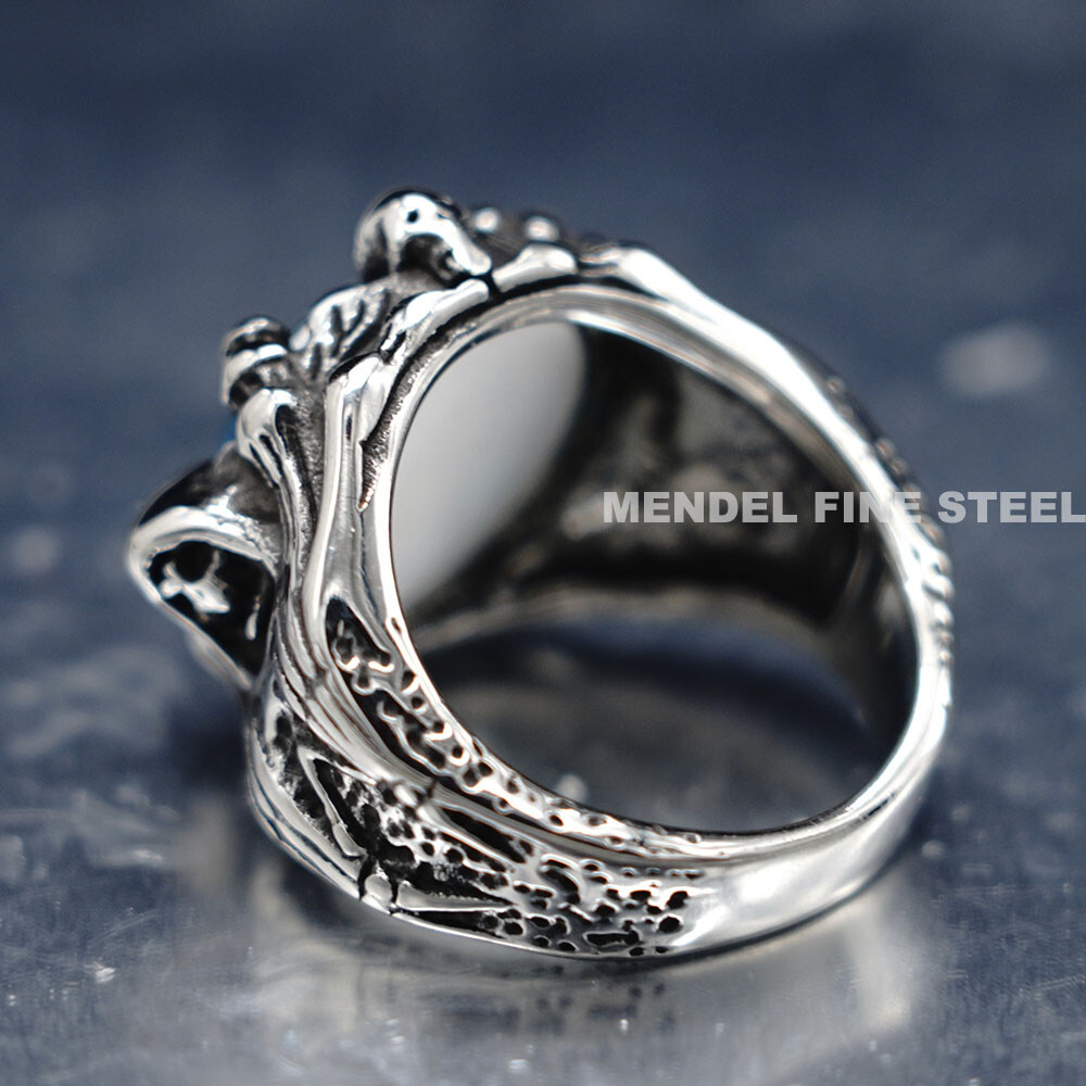MENDEL Cool Mens Stainless Steel Dragon Claw Blue Evil Eye Eyeball Ring Sz 7-15